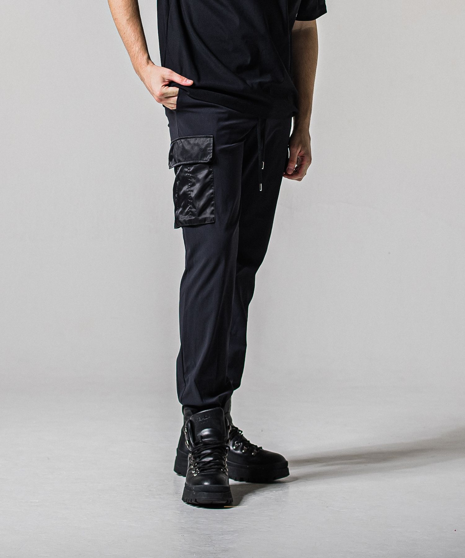 NY PT CARGO PANTS / RC39-ST-035 / ナイロン裾ゴムイージーカーゴパンツ / ブラック (2月中旬入荷予定)