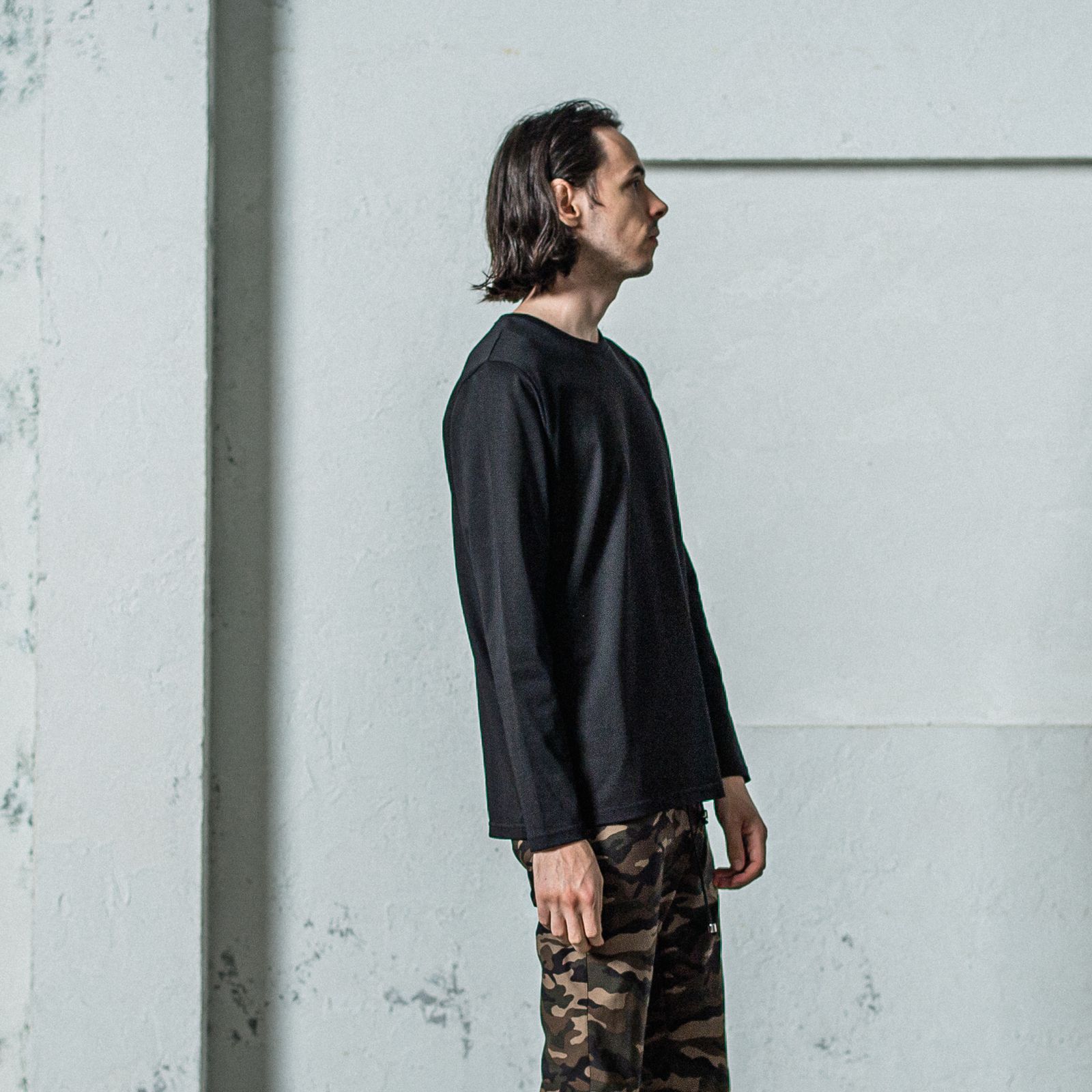 LONG SLEEVE TEE / RC35-T-008 / 無地長袖Tシャツ / ブラック