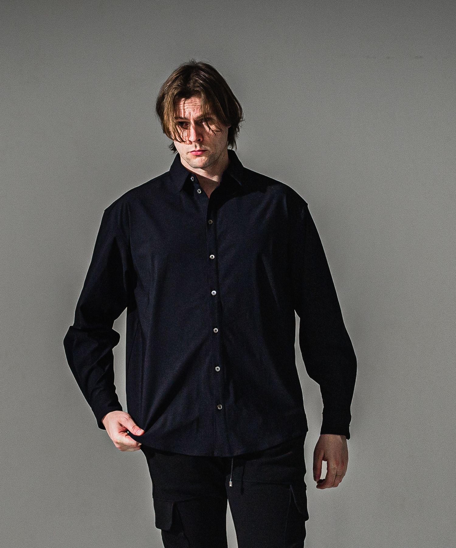 NYLON JACK SHIRTS / RC41-SH-001 / オーバーサイズナイロンシャツ / ブラック (7月下旬入荷予定)
