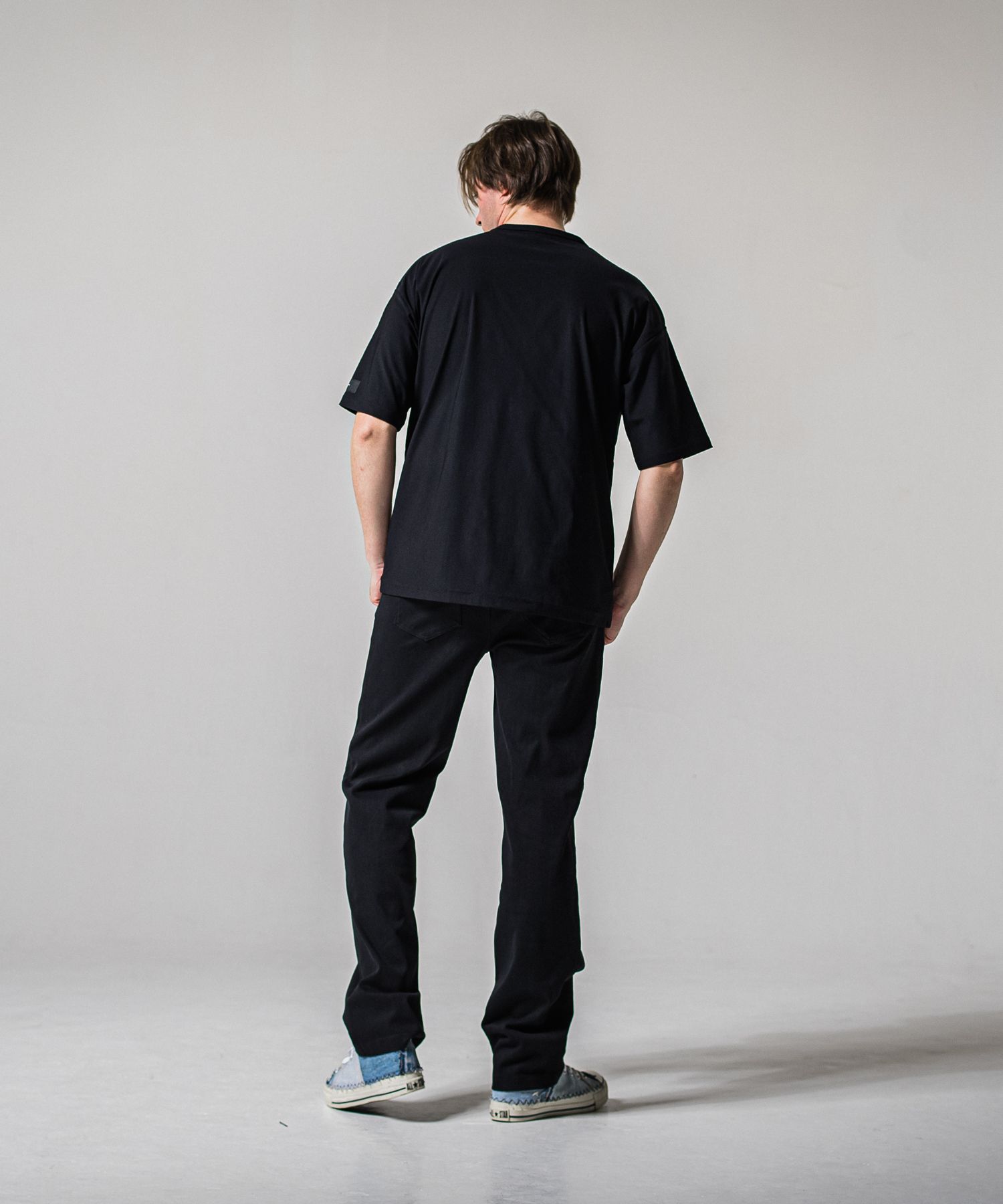 LEATHER POCKET OVER NYLON T / RC39-T-005 / レザーポケットナイロンビッグTシャツ / ブラック (4月上旬入荷予定)