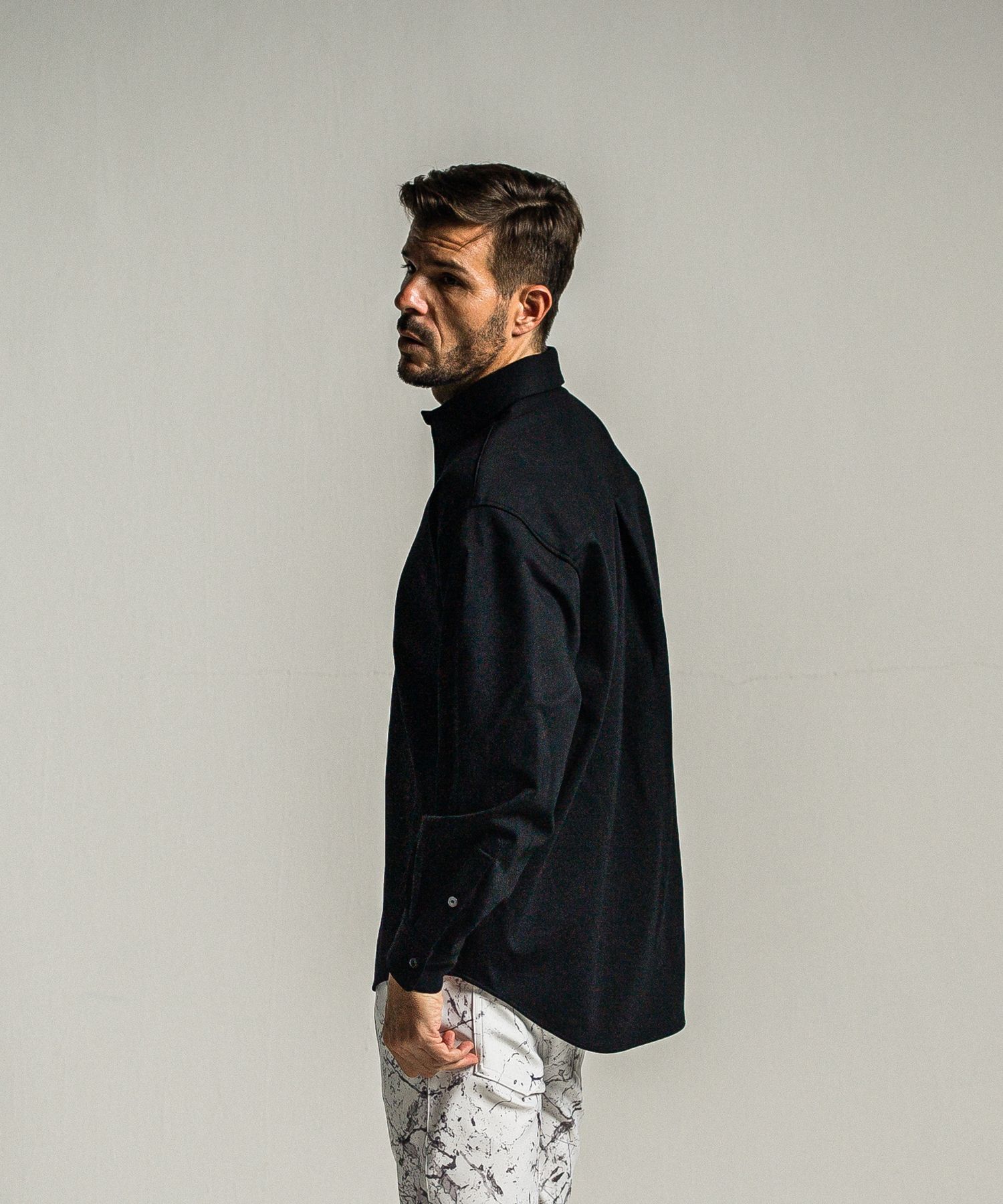 JERSEY JACK SHIRT / RC34-SH-001 / 裏起毛オーバーサイズシャツ / ブラック