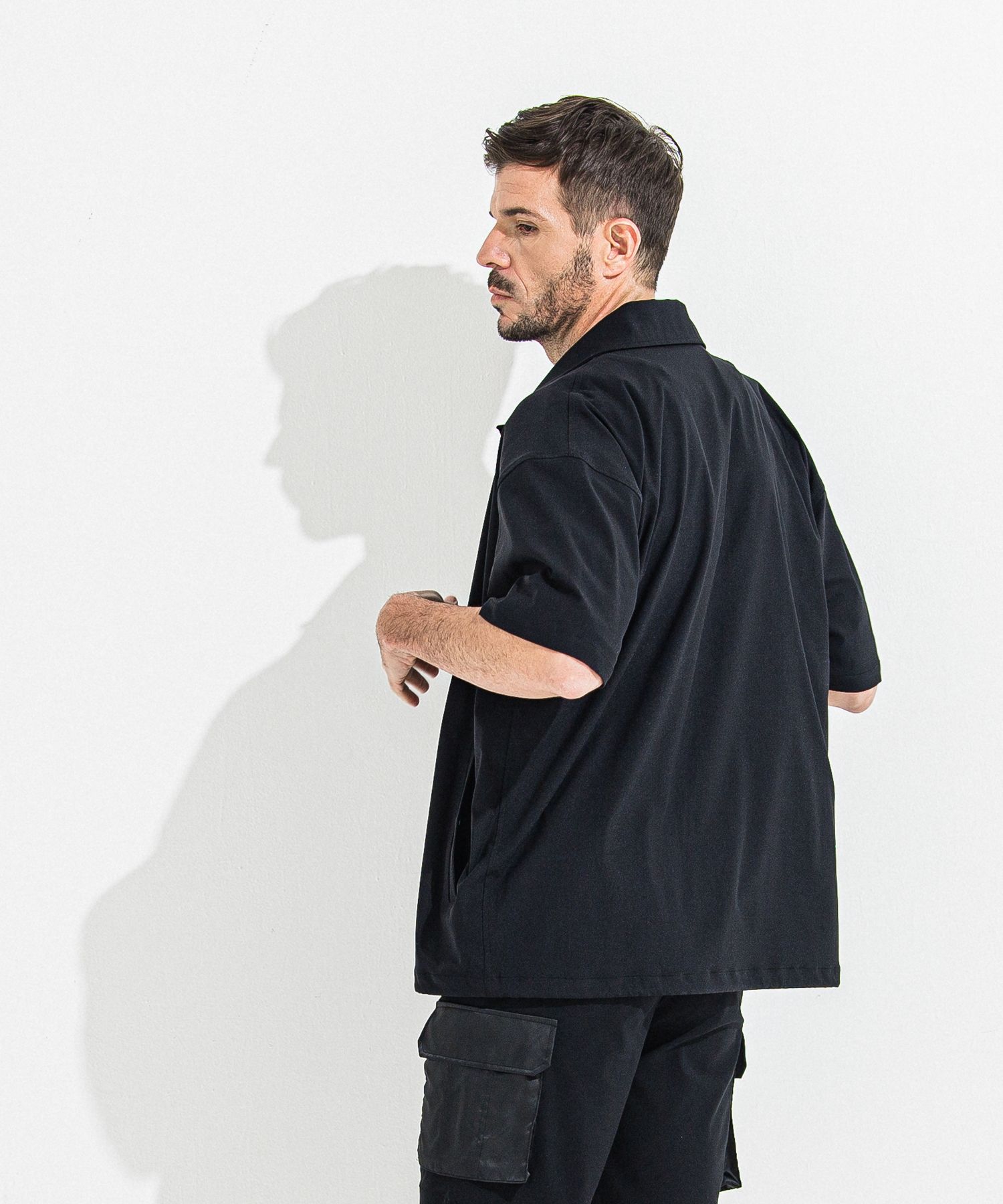 NYLON HALF COACH JACKET / RC36-C-002 / 半袖ナイロンコーチジャケット / ブラック