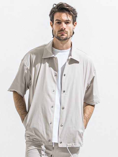 NYLON HALF COACH JACKET / RC40-C-002 / 半袖ナイロンコーチジャケット / グレージュ (5月中旬入荷予定)