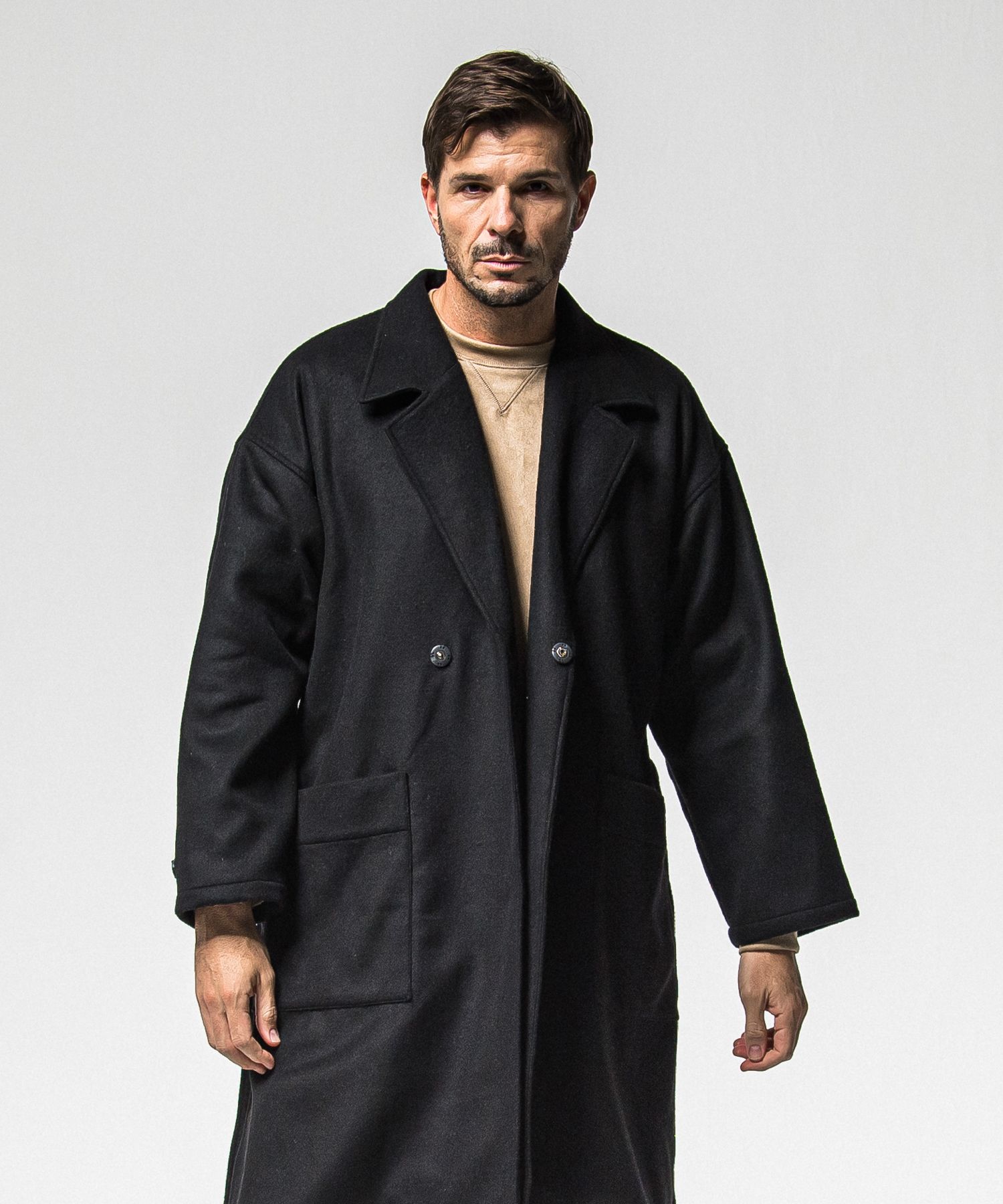 GOWN OVER COAT / RC38-JK-004 / オーバーサイズガウンコート / ブラック (11月上旬入荷予定)