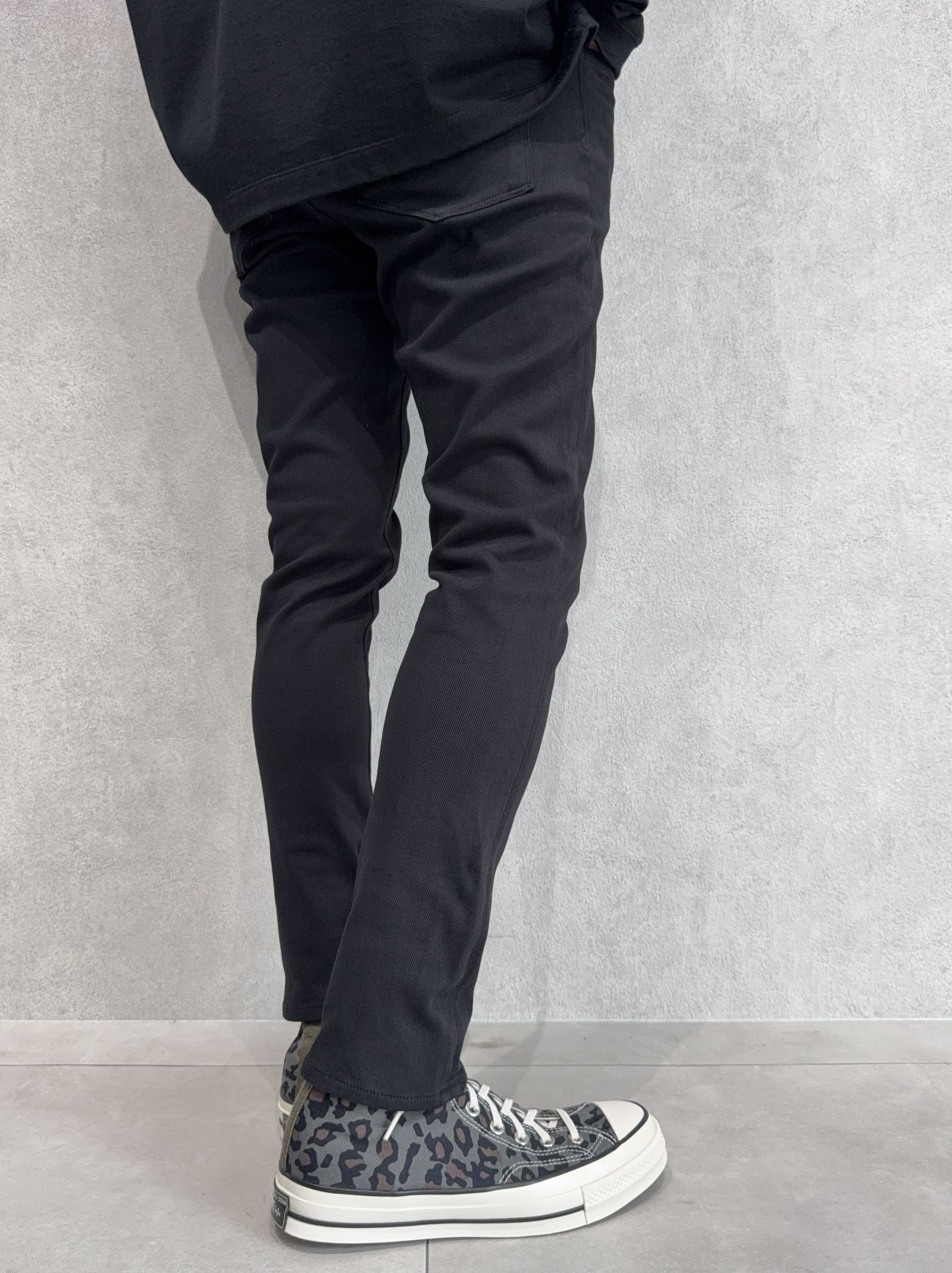 MICK DENIM JERSEY / BASIC-ST-020 / デニムジャージテーパードパンツ / ブラック