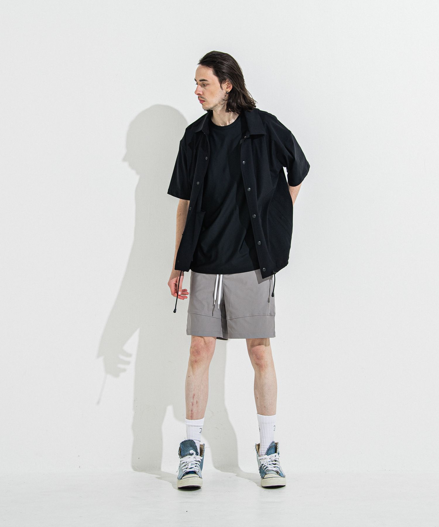 NYLON HALF COACH JACKET / RC36-C-002 / 半袖ナイロンコーチジャケット / ブラック