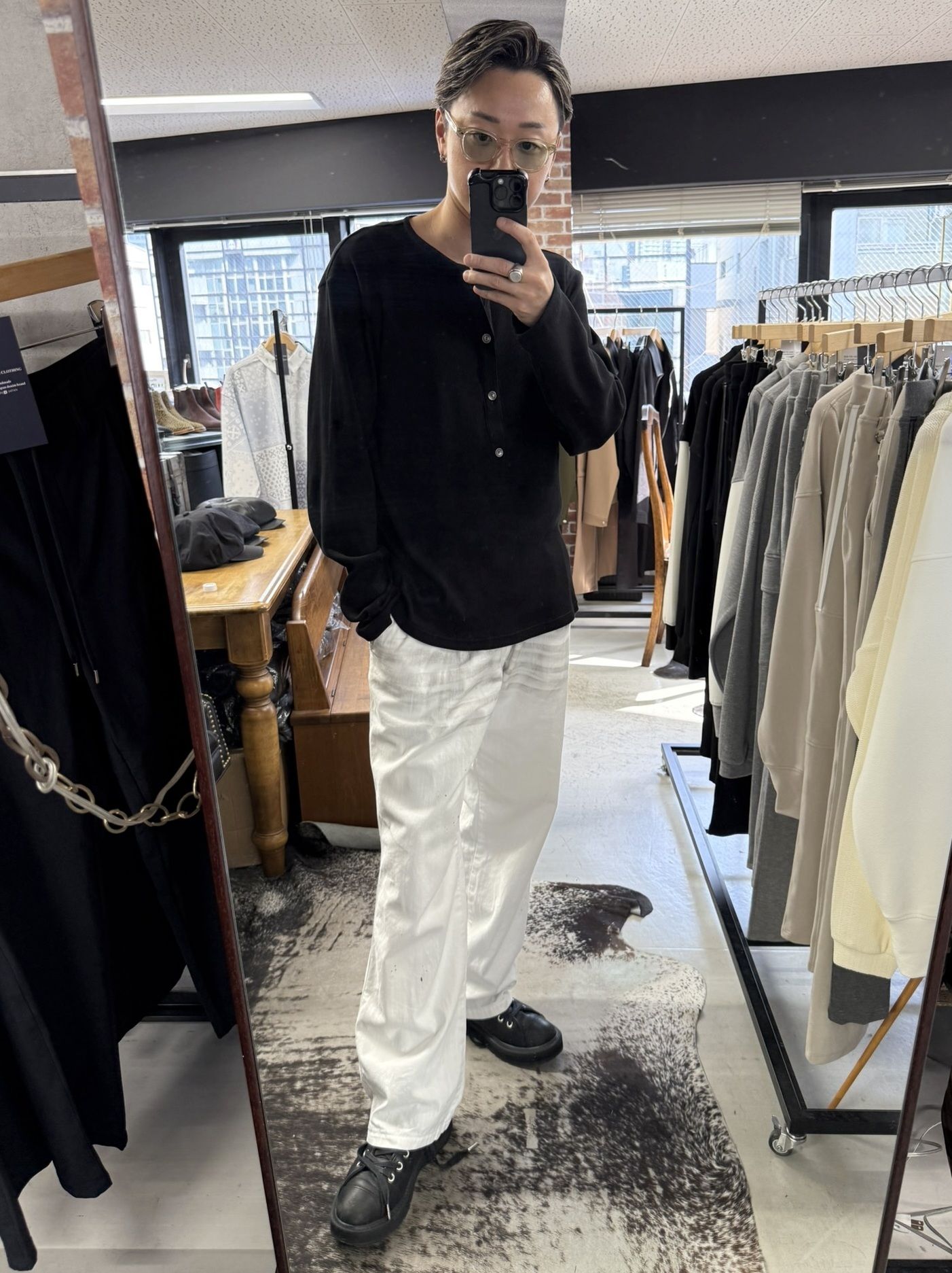 RIB HENRY LONGSLEEVE / RC41-T-005 / リブヘンリーネック長袖Tシャツ / ブラック (7月中旬入荷予定)