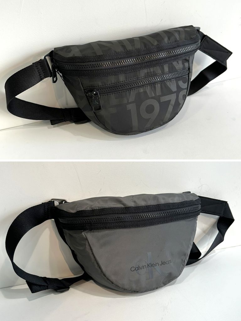 Calvin Klein - REVERSIBLE REV ZIP SADDLE BAG 28 / HH3830 / リバーシブルボディーバッグ /  ブラック×グレー | LUKE