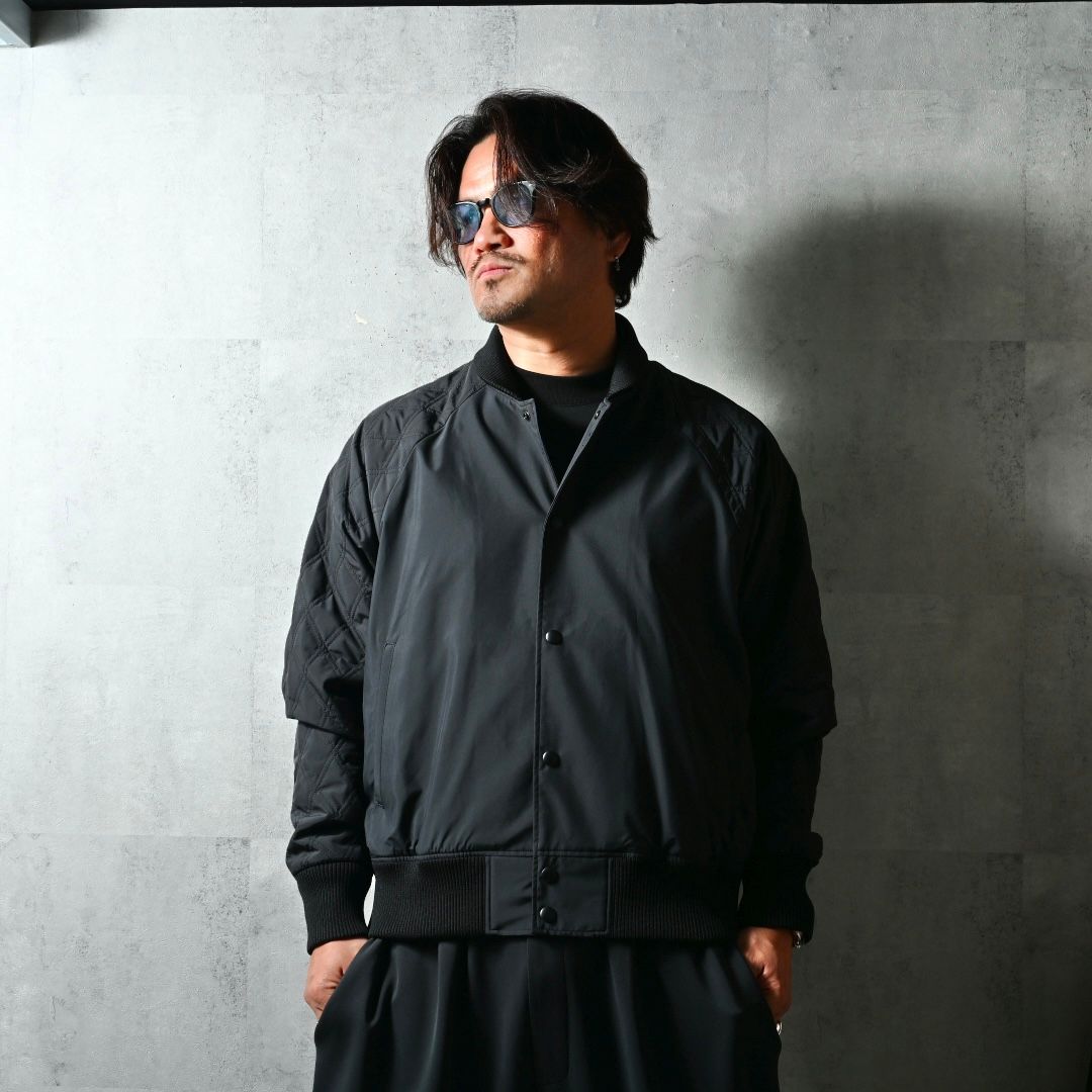 PB VARSITY JACKET / DP1-JK-001 / キルティングナイロンスタジャン / ブラック (2月中旬入荷予定)
