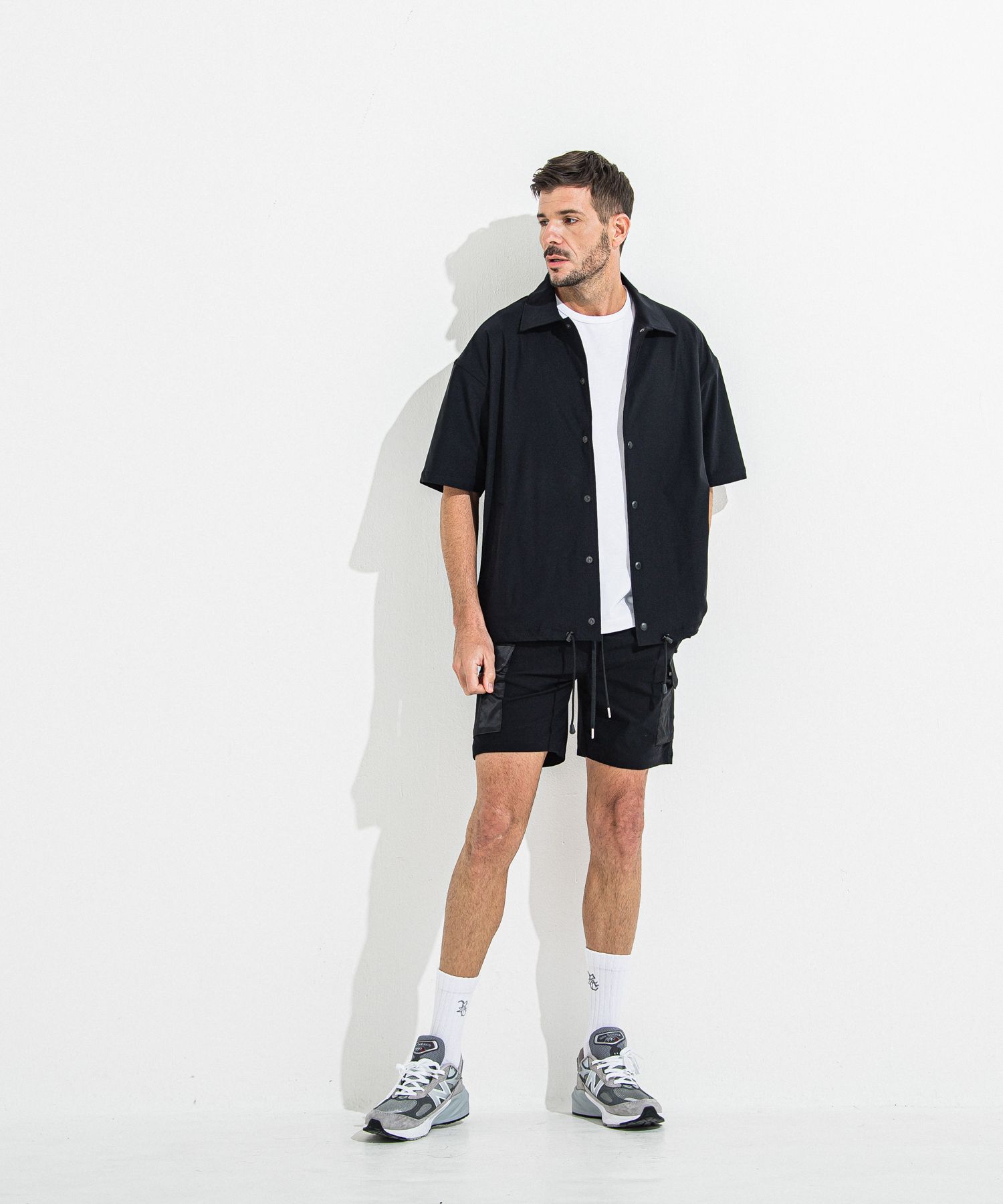 NYLON HALF COACH JACKET / RC36-C-002 / 半袖ナイロンコーチジャケット / ブラック