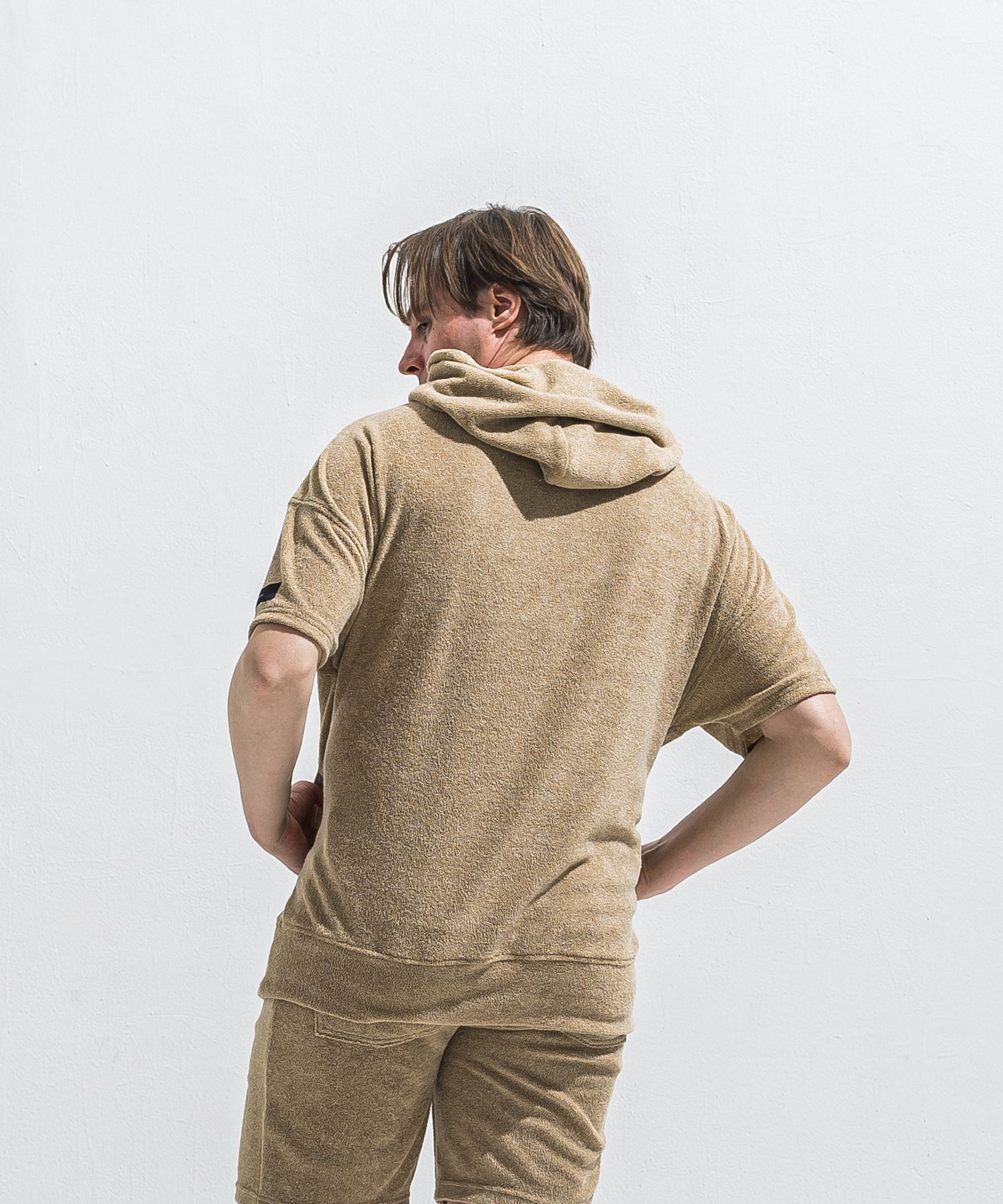 PILE HALF HOODIE / RC40-C-003 / パイル半袖パーカー / ベージュ (5月中旬入荷予定)