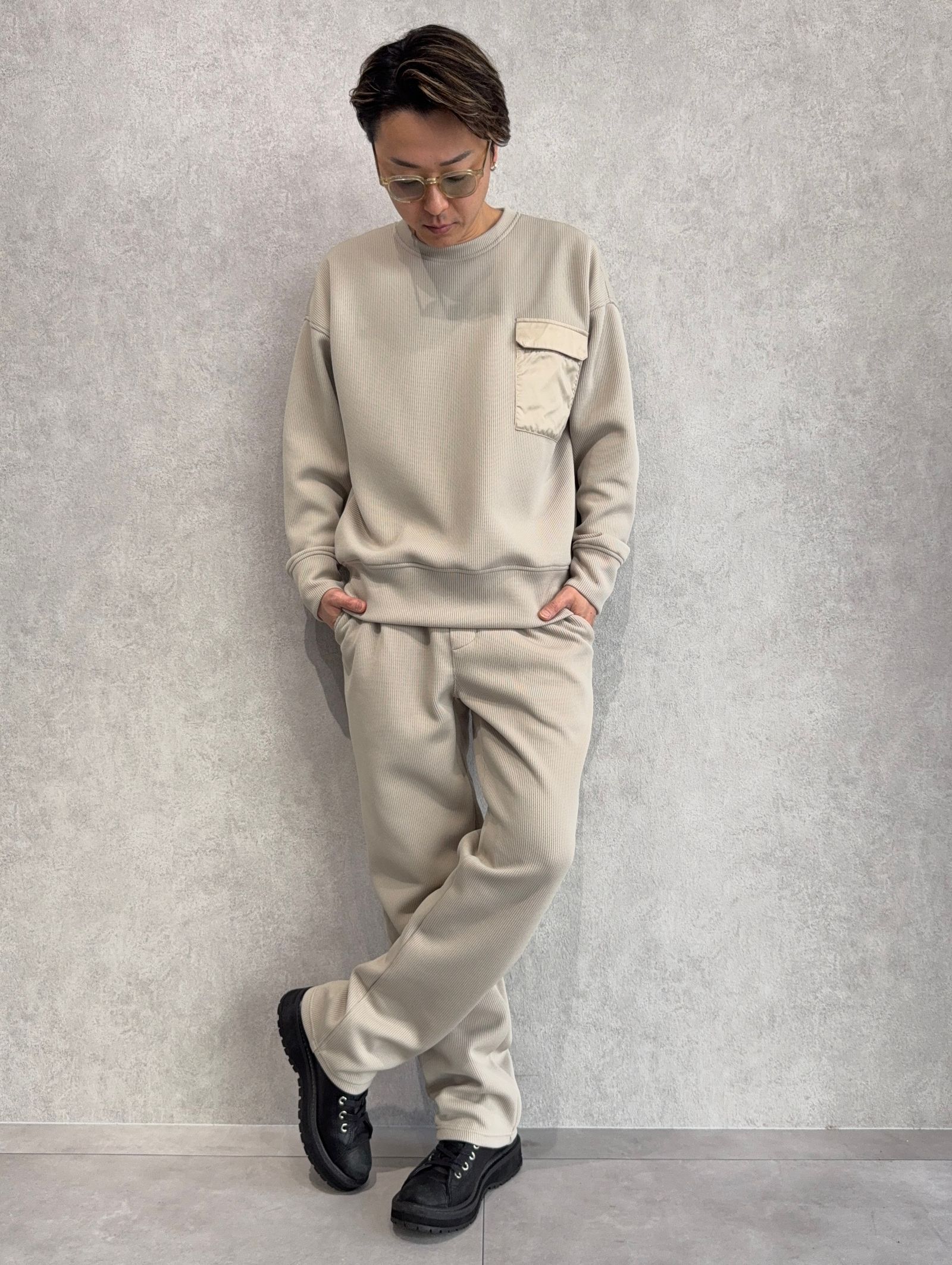 ボリュームと軽さのある高機能あぜ編みジャージセットアップ