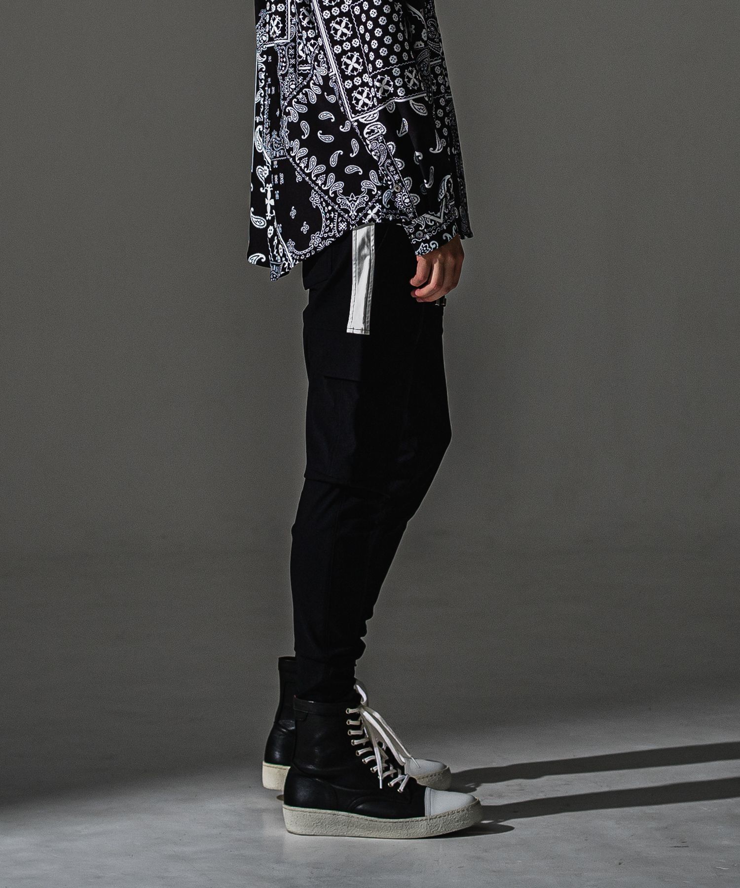 DARRELL CARGO PT / BASIC-ST-010 / ナイロンラインカーゴパンツ / ブラック (7月下旬入荷予定)