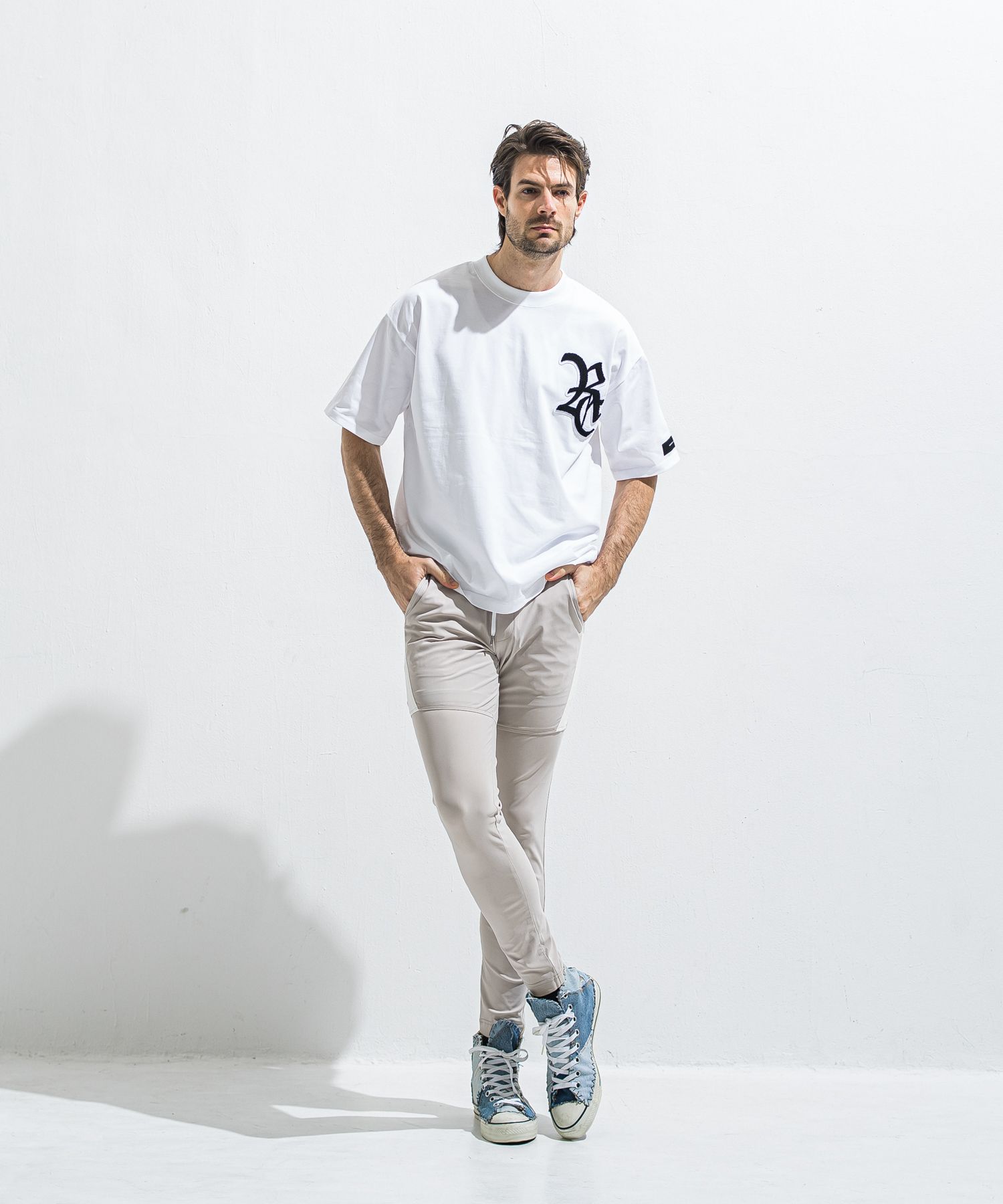 TYLER NYLON PANTS / RC40-ST-026 / レザーラインナイロンパンツ / グレージュ (5月中旬入荷予定)