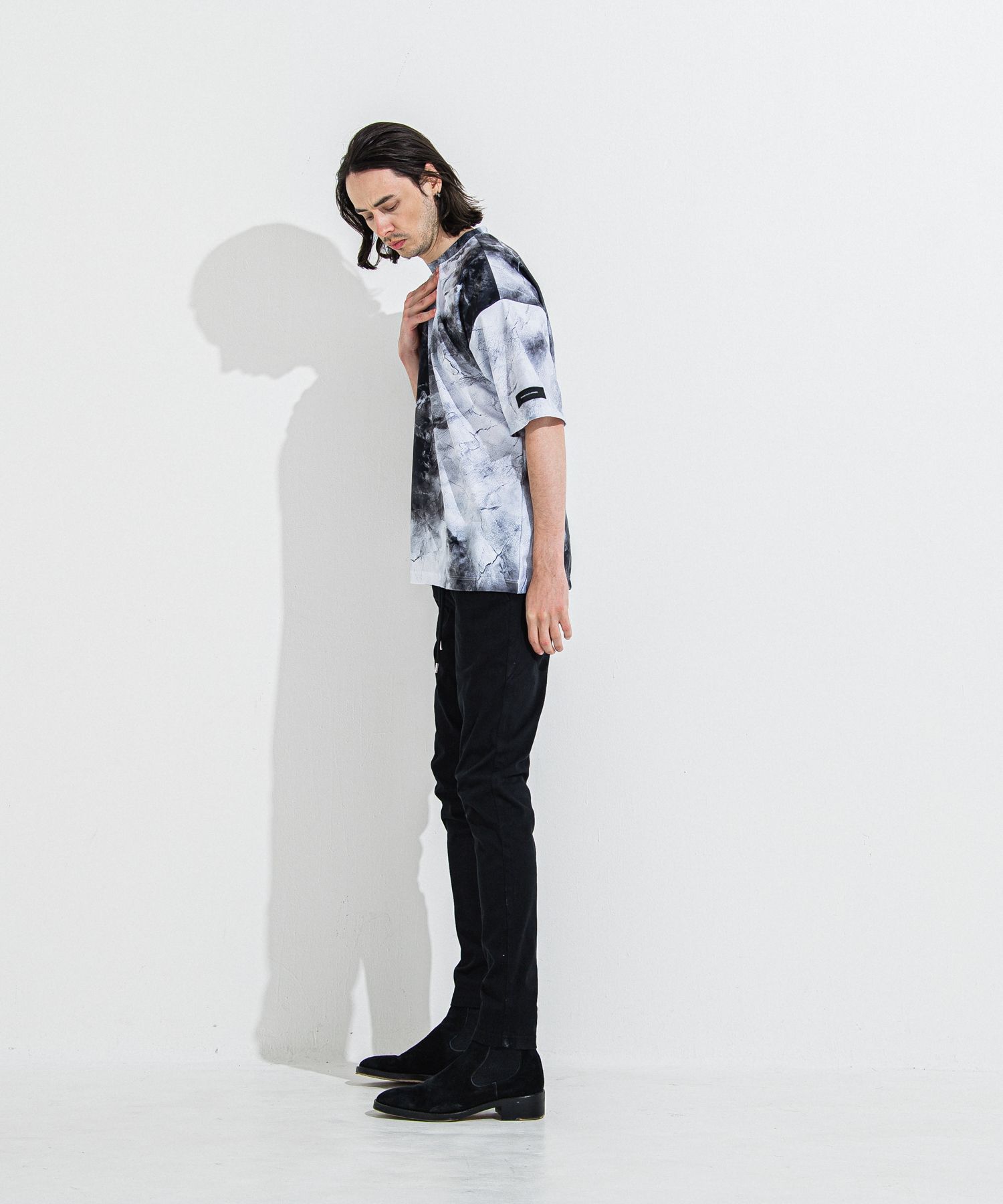 DENIM JERSEY CHRIS EASY TUCK PT / RC36-ST-016TD / ライトオンスデニムジャージイージータックパンツ / ブラック