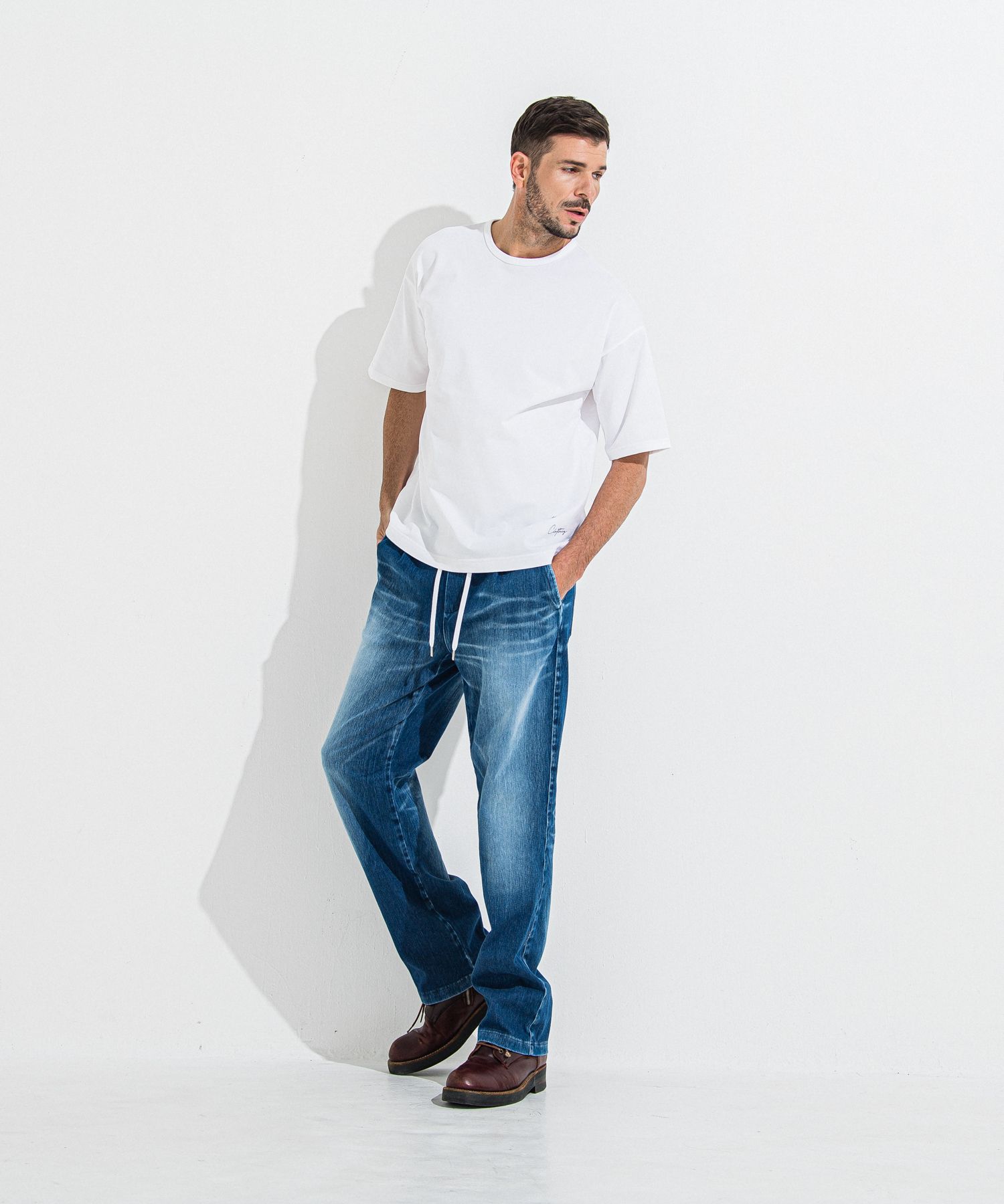 DENIM JERSEY WIDE PT / RC36-ST-016WTD / ライトオンスデニムジャージワイドパンツ / ダークインディゴ