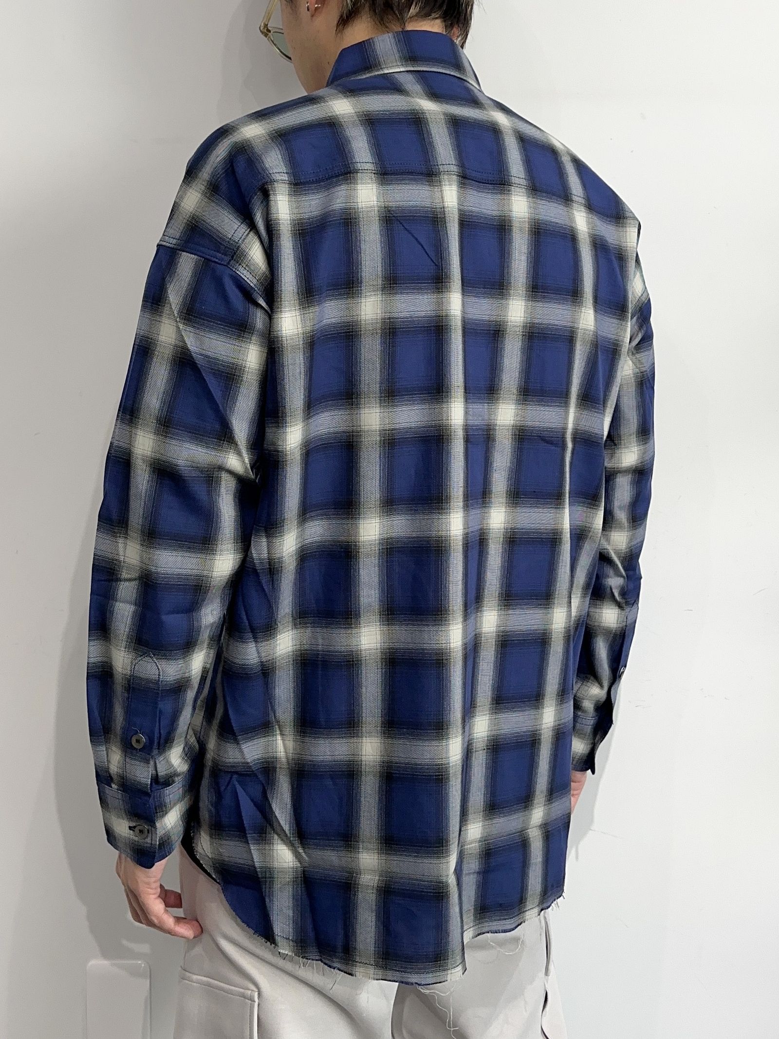 OVER GOWN CHECK SHIRTS / RC33-SH-003 / オーバーガウンチェックシャツ / ブルー