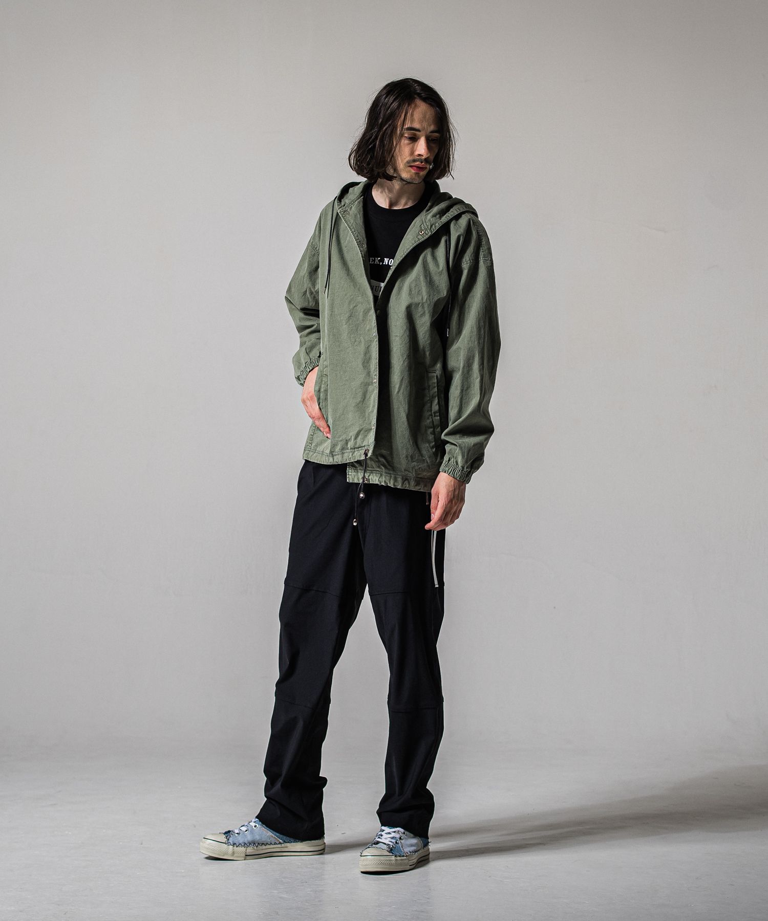 JOHNSON LINE WIDE PANTS / RC39-ST-009WT / ジョンソンラインワイドタックパンツ / ブラック×ホワイト (1月下旬入荷予定)