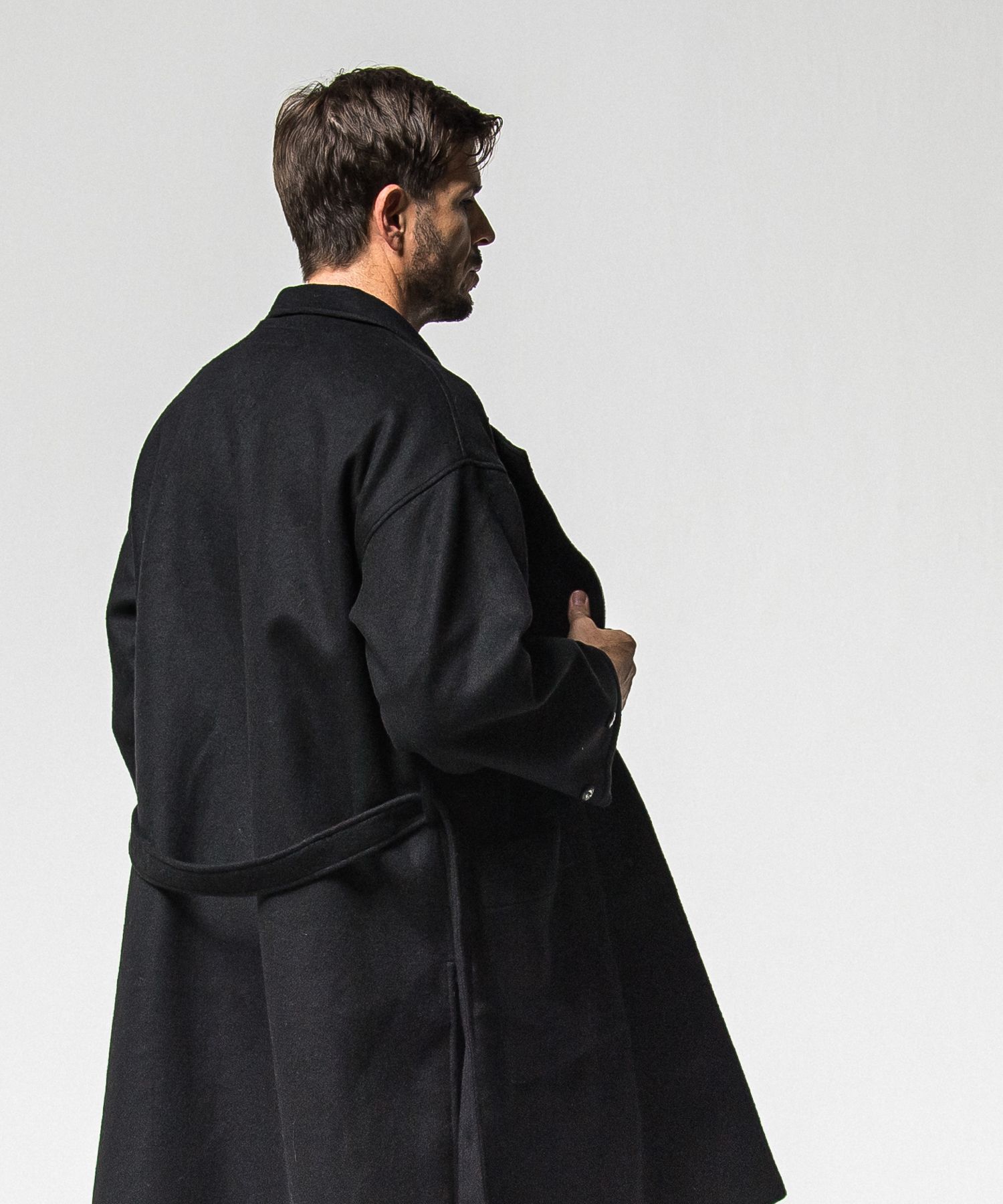GOWN OVER COAT / RC38-JK-004 / オーバーサイズガウンコート / ブラック (11月上旬入荷予定)