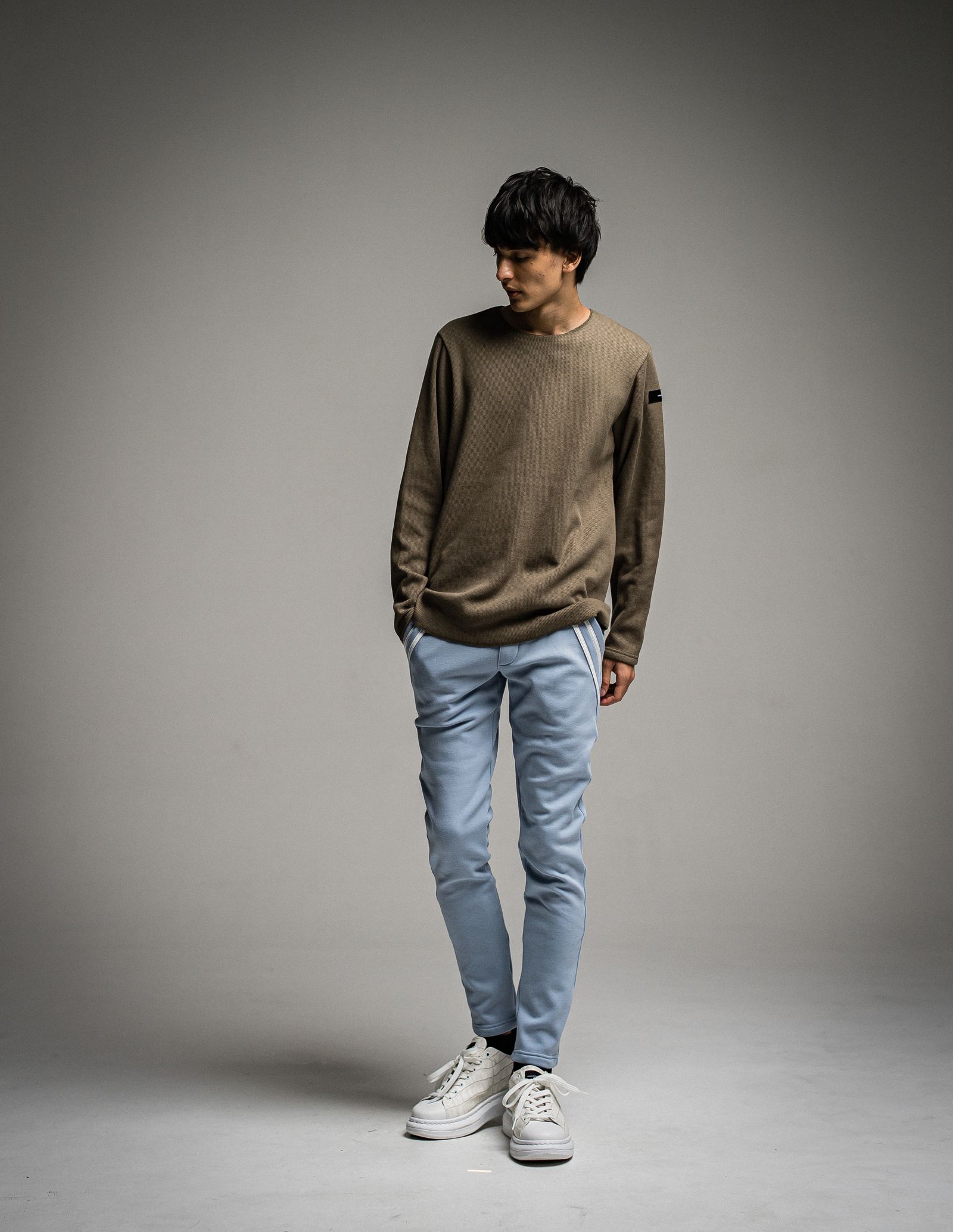 VELOURS FLEECE EDGE PT / RC26-ST-014H / 裏起毛エッジラインパンツ / サックス