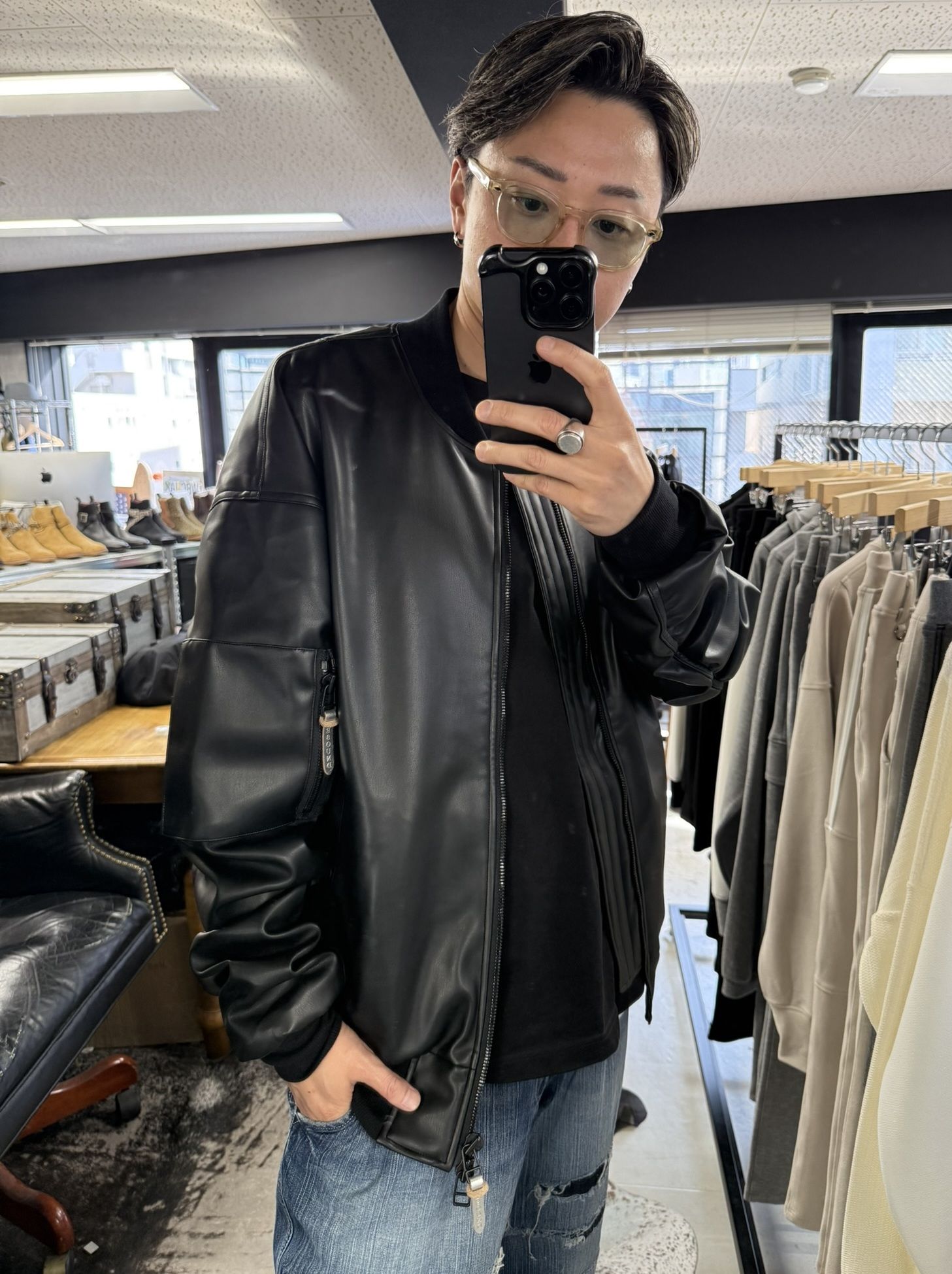DAVID JACKET / RC41-JK-003 / MA-1 / ブラックレザー (9月下旬入荷予定)