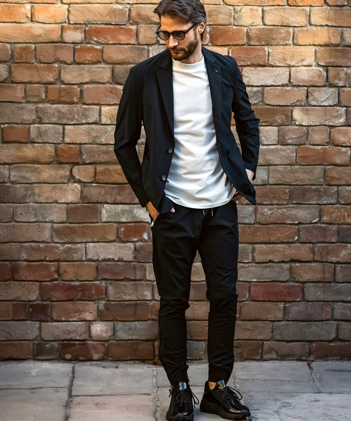 ストレッチナイロンセットアップ / uso-26062,usb-26062 / ブラック(無地)