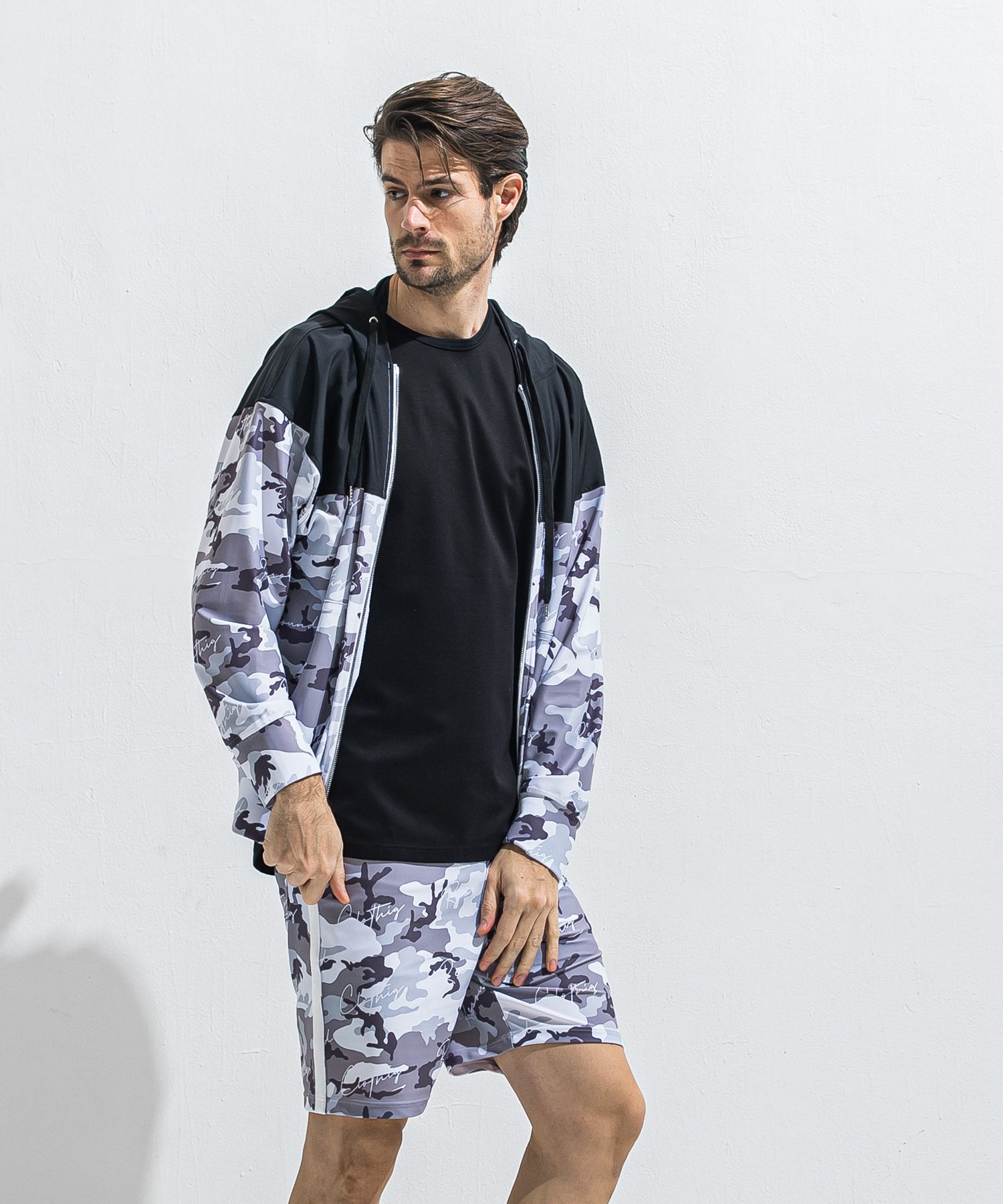 RUSH OVER ZIPUP HOODIE / RC40-C-001 / ラッシュガードパーカー / カモフラブラック (5月下旬入荷予定)