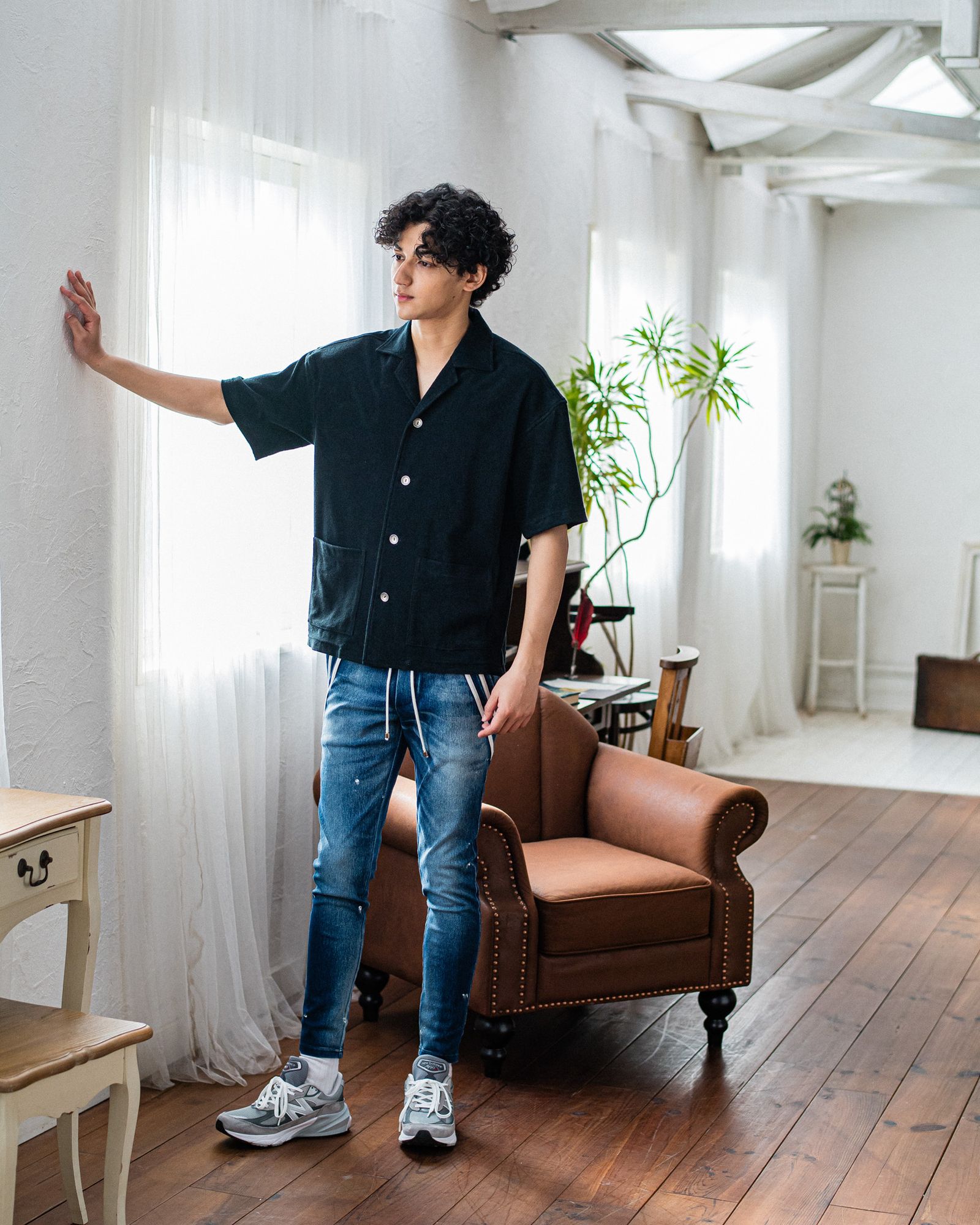 PILE BEACH SHIRTS / RC32-SH-002 / パイル半袖シャツ / ブラック