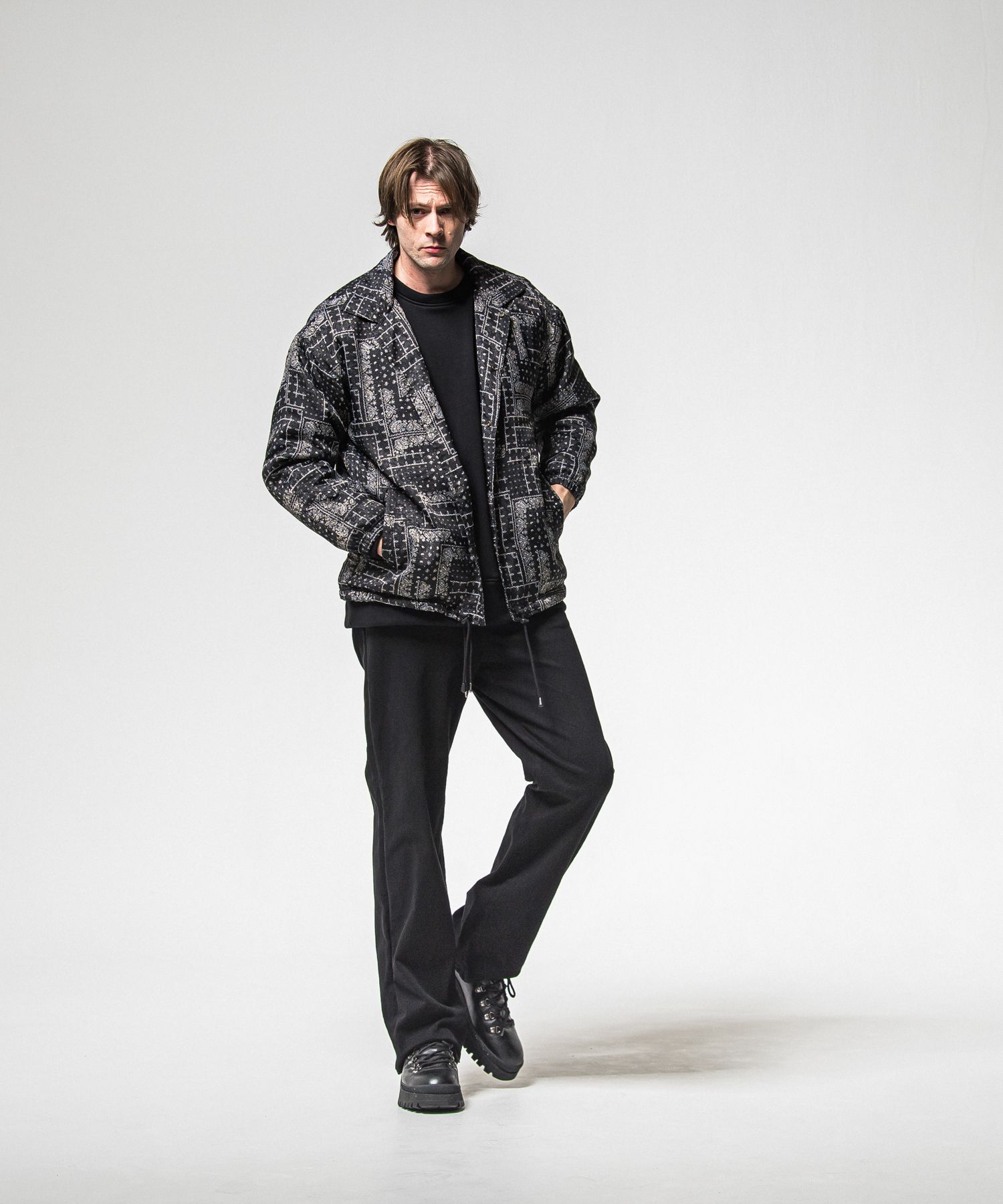 FUR COACH JK / RC38-JK-005 / キルティングファーコーチジャケット / ペイズリーブラック (11月中旬入荷予定)