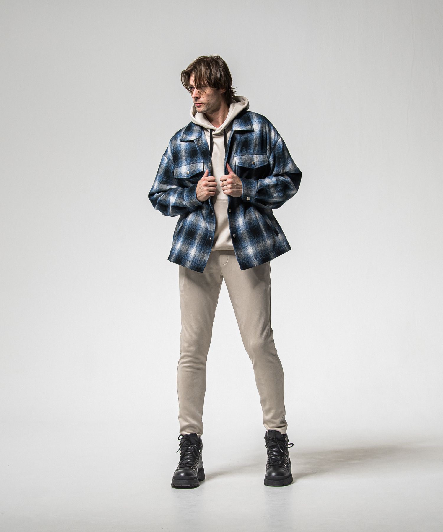 SUEDE LOOSE HOODIE / RC38-C-006 / スエードパーカー / グレージュ (1月上旬入荷予定)