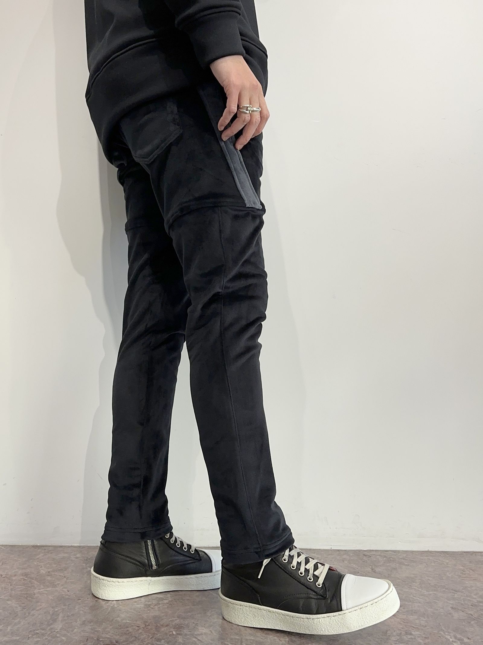 VELOURS TYLER PANTS / RC34-ST-026BH / ベロアフリースラインイージーパンツ / ブラック