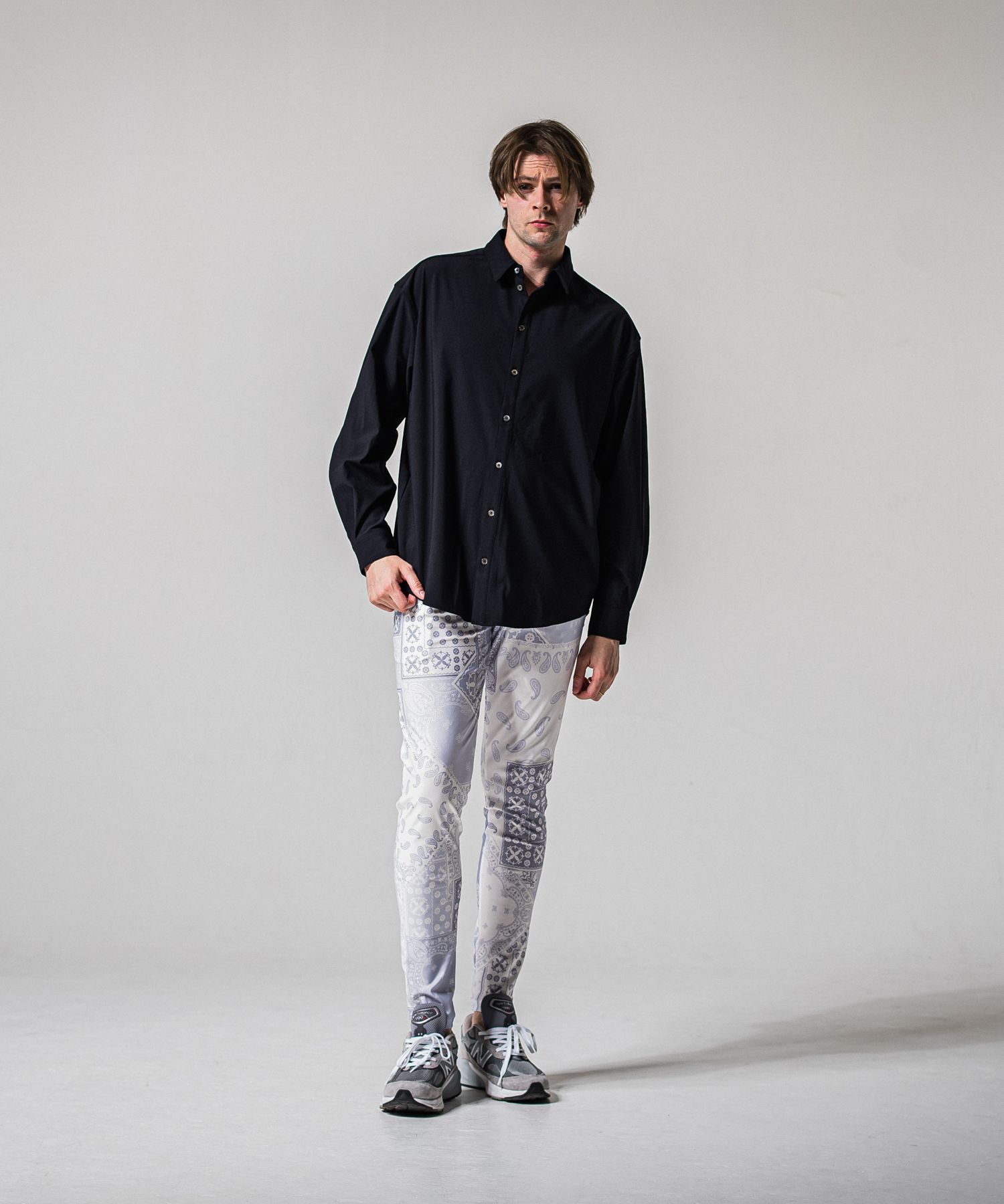 NYLON JACK SHIRTS / RC39-SH-001 / オーバーサイズナイロンシャツ / ブラック (2月上旬入荷予定)