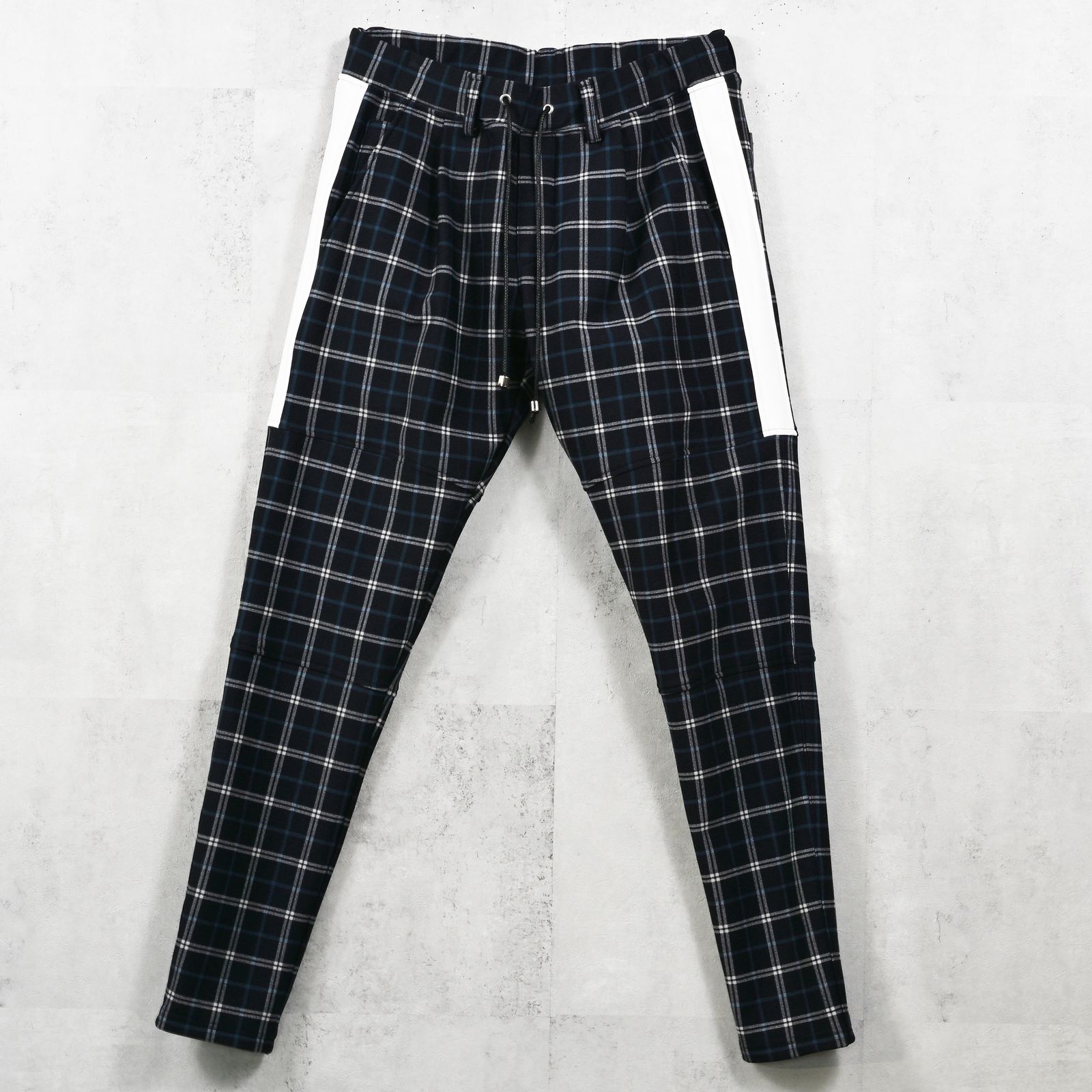 JT HEAT CHECK PT / RC42-ST-045 / 裏起毛切り替えラインタックパンツ / タータンチェック ブラック (11月中旬入荷予定)