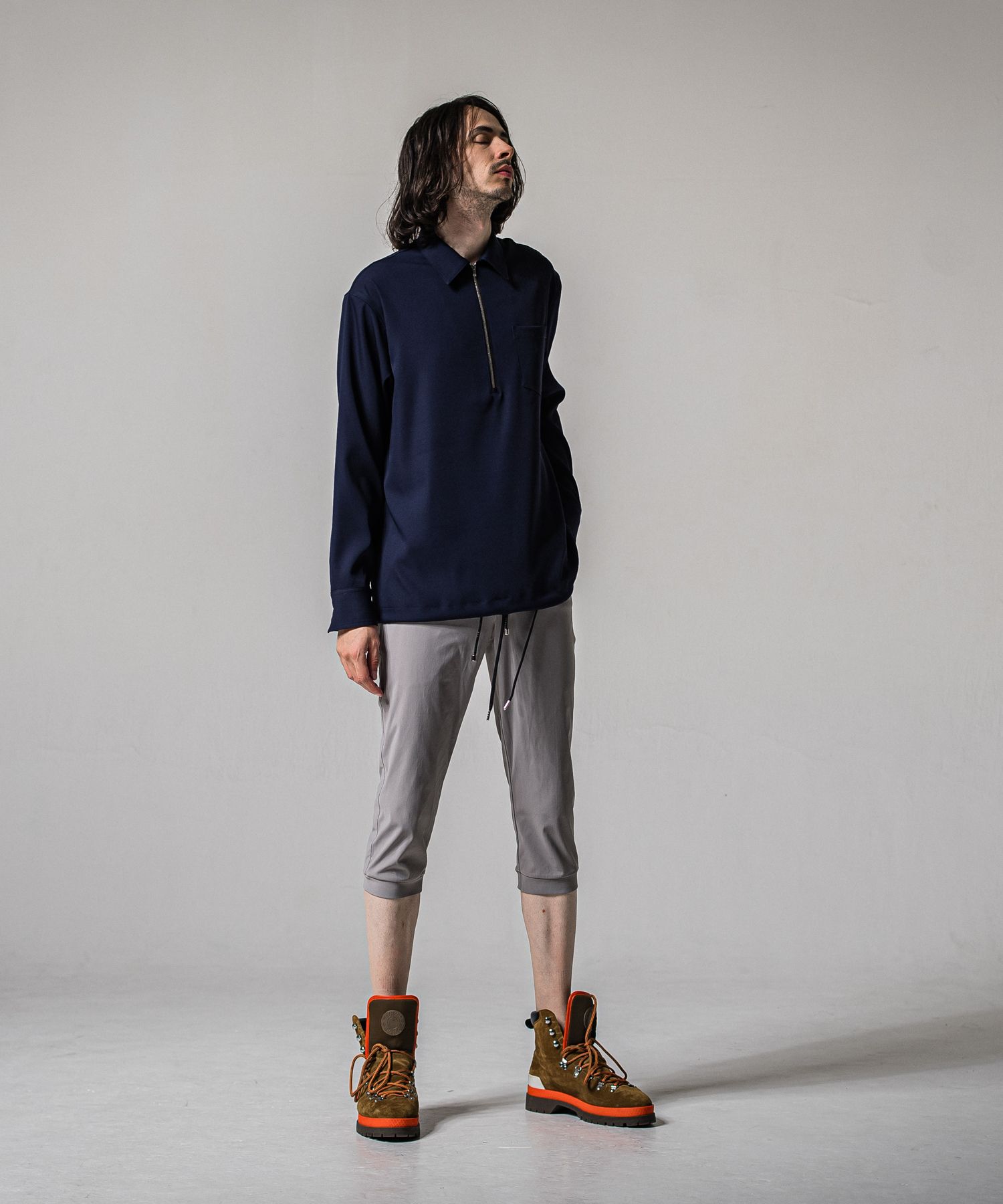 PULLOVER SATIN SHIRT / RC39-SH-002 / ハーフジップサテンシャツ / ネイビー (3月上旬入荷予定)