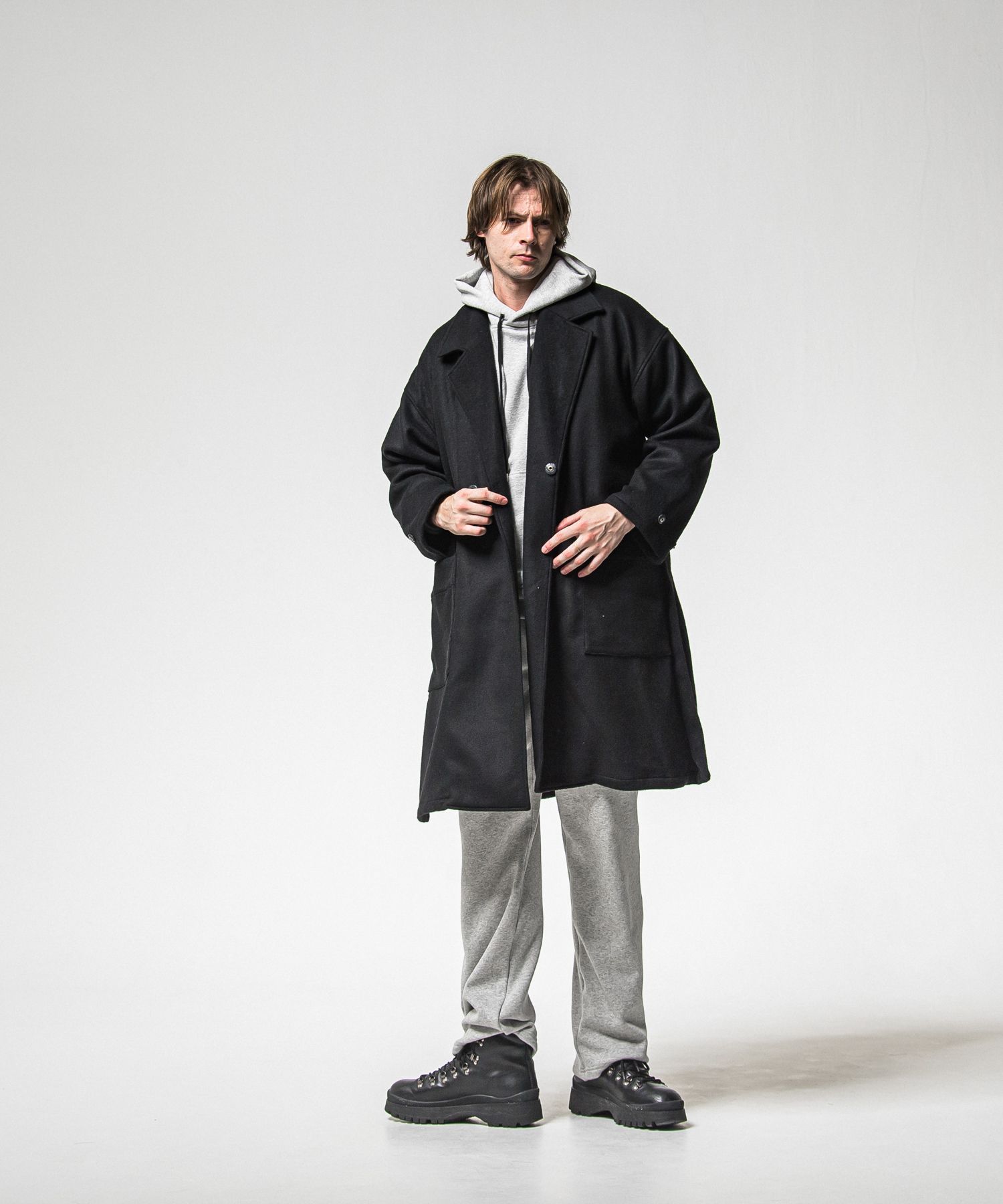 VELOURS FLEECE WIDE TUCK PANTS / RC38-ST-016HWT / 裏起毛スウェットワイドタックパンツ / グレー (11月中旬入荷予定)