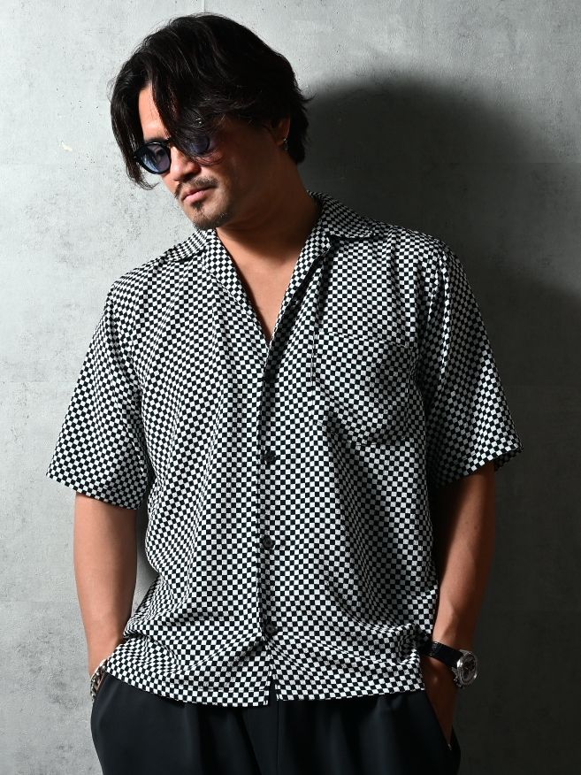 ICHIMATU SHIRTS / DP1-SH-003 / 市松模様半袖シャツ / ブラック×ホワイト (3月中旬入荷予定)