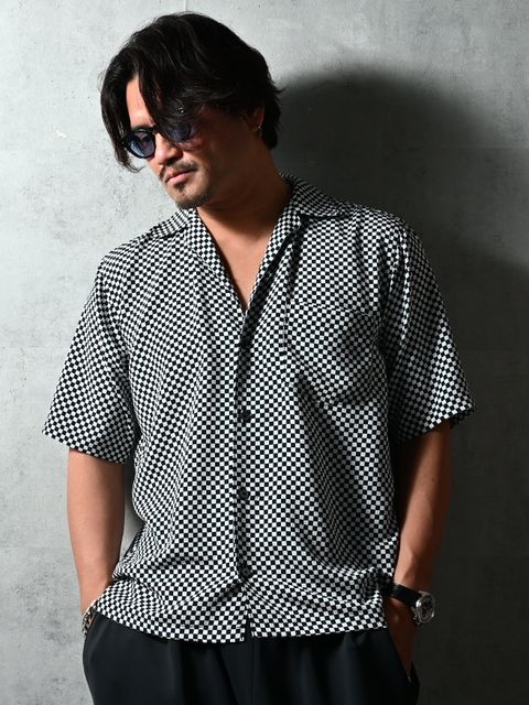 ICHIMATU SHIRTS / DP1-SH-003 / 市松模様半袖シャツ / ブラック×ホワイト (3月中旬入荷予定)