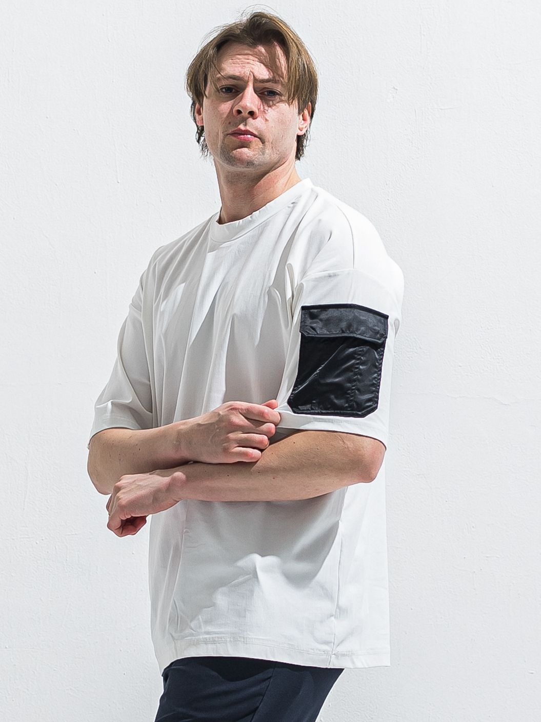 MILITARY NYLON OVER TEE / RC40-T-008 / ナイロンポケットビッグTシャツ / ホワイト (6月上旬入荷予定)