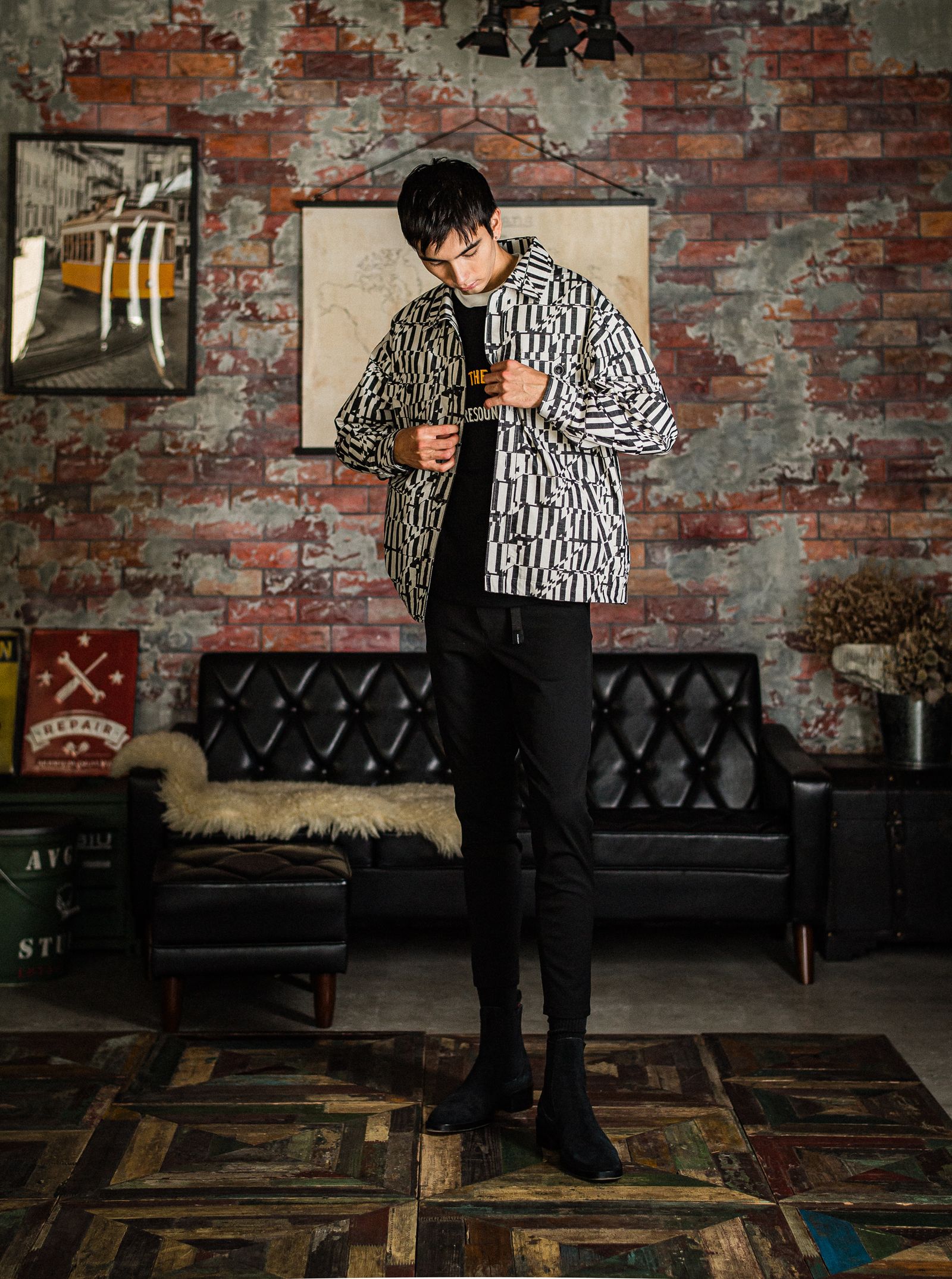 PAT TIGHT EASY PANTS / RC31-ST-037 / ベルト付きイージーパンツ / ブラック