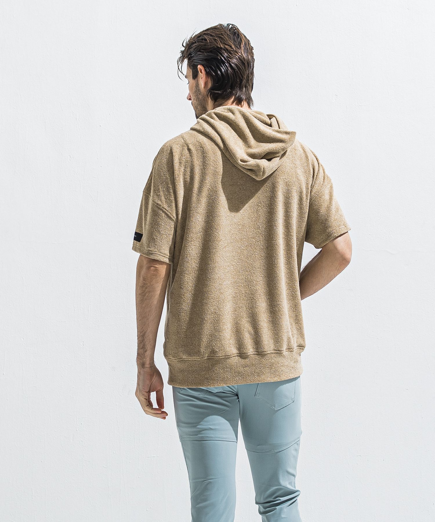 PILE HALF HOODIE / RC40-C-003 / パイル半袖パーカー / ベージュ (5月中旬入荷予定)