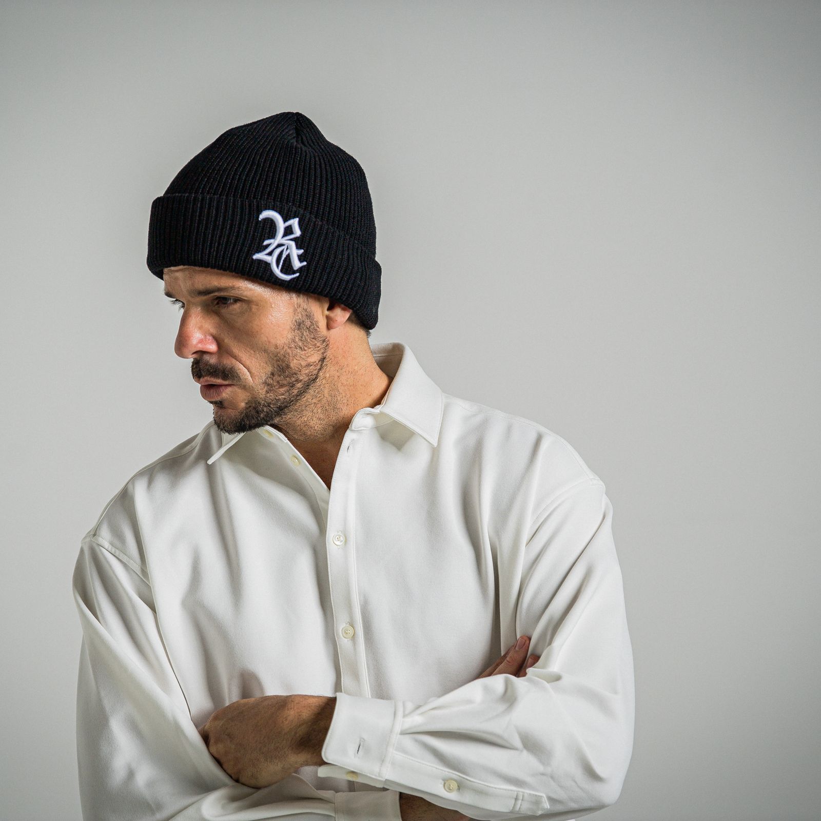 COTTON KNIT CAP / RC34-CAP-004 / コットンニットキャップ / ブラック×ホワイト