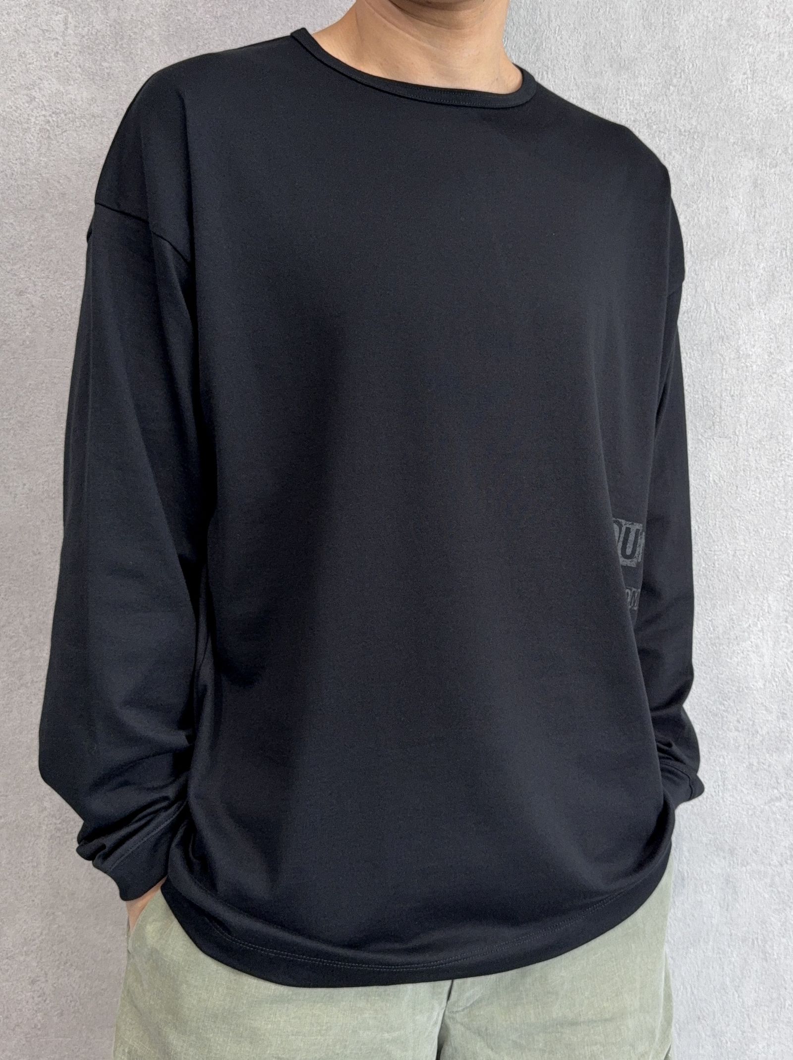 UK OVER LONGSLEEVE TEE / RC41-T-002 / オーバーサイズ長袖ロゴプリントTシャツ / ブラック