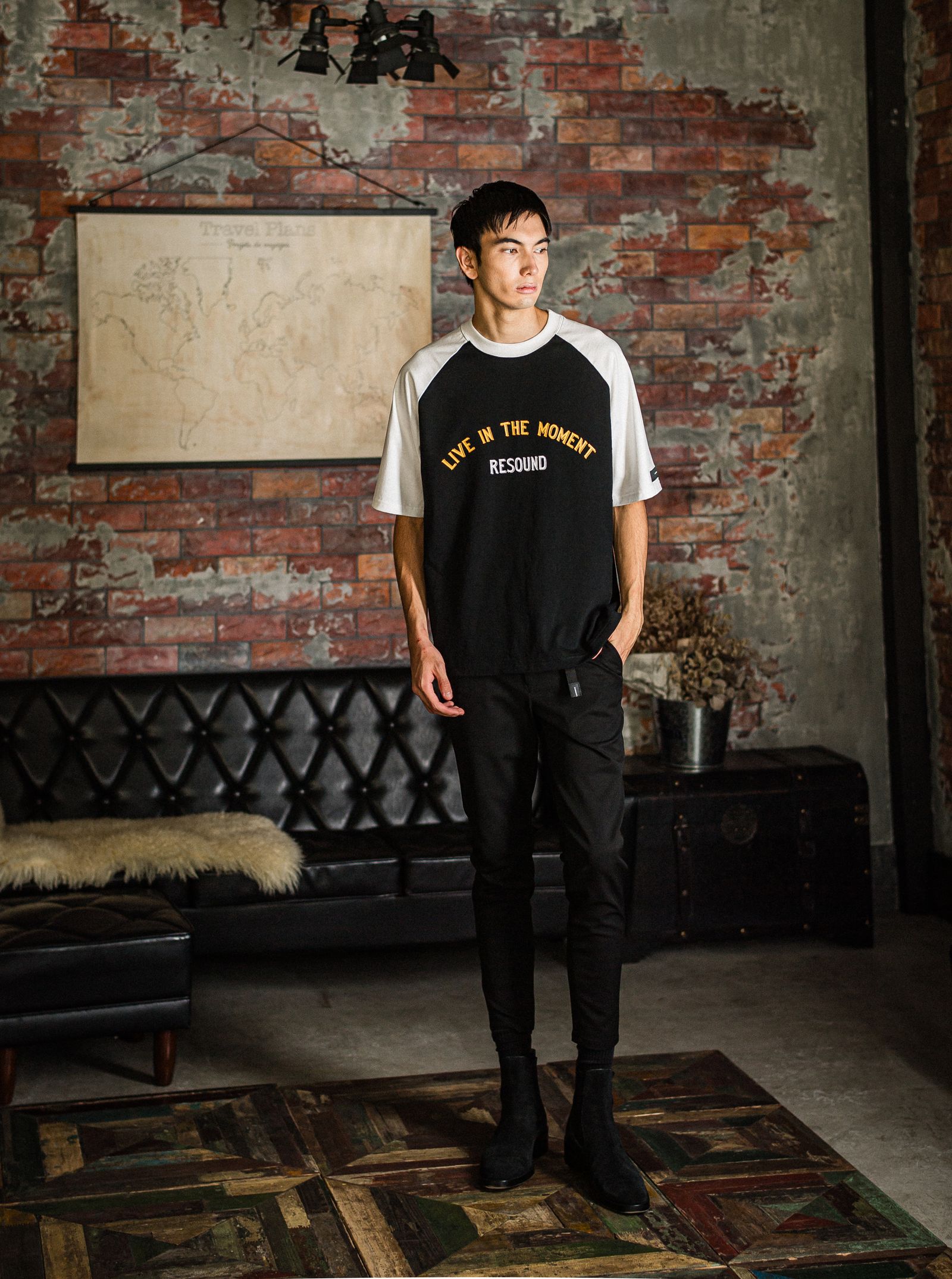 PAT TIGHT EASY PANTS / RC31-ST-037 / ベルト付きイージーパンツ / ブラック