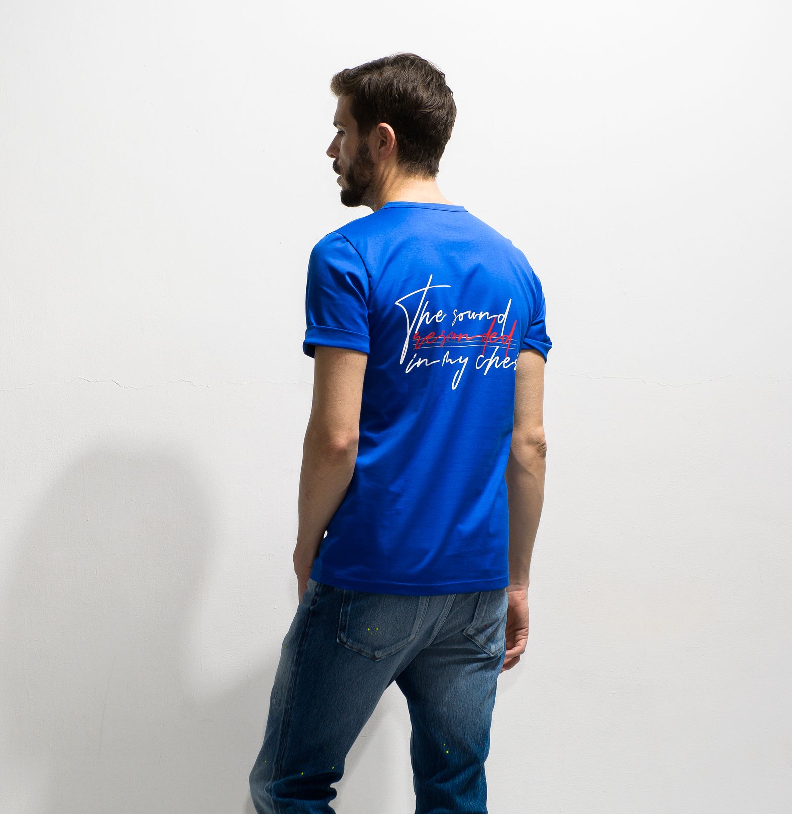 MESSAGE CHEST ROLL UP JERSEY TEE / RC20-T-003 / バックプリントTシャツ ※