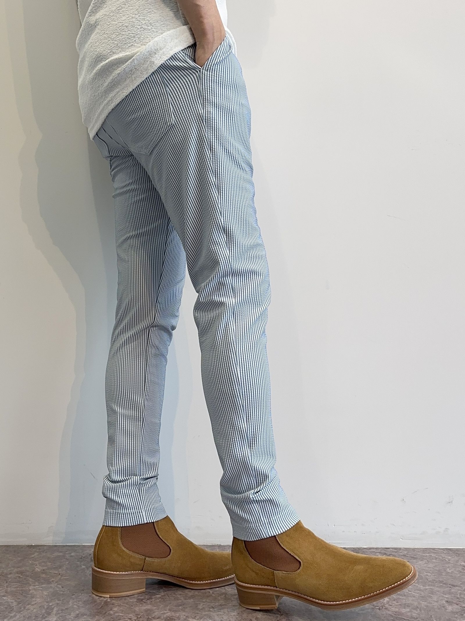 CHRIS EASY TUCK PANTS / RC31-ST-016T / シアサッカーイージータックパンツ / サックス
