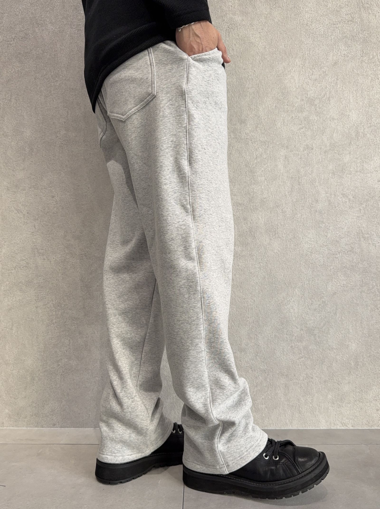 VELOURS FLEECE WIDE TUCK PANTS / RC38-ST-016HWT / 裏起毛スウェットワイドタックパンツ / グレー