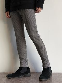 CHRIS EASY HEAT PANTS / RC30-ST-016H / 裏起毛イージーパンツ / 千鳥柄ホワイト×ブラック