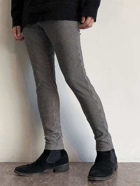 CHRIS EASY HEAT PANTS / RC30-ST-016H / 裏起毛イージーパンツ / 千鳥柄ホワイト×ブラック