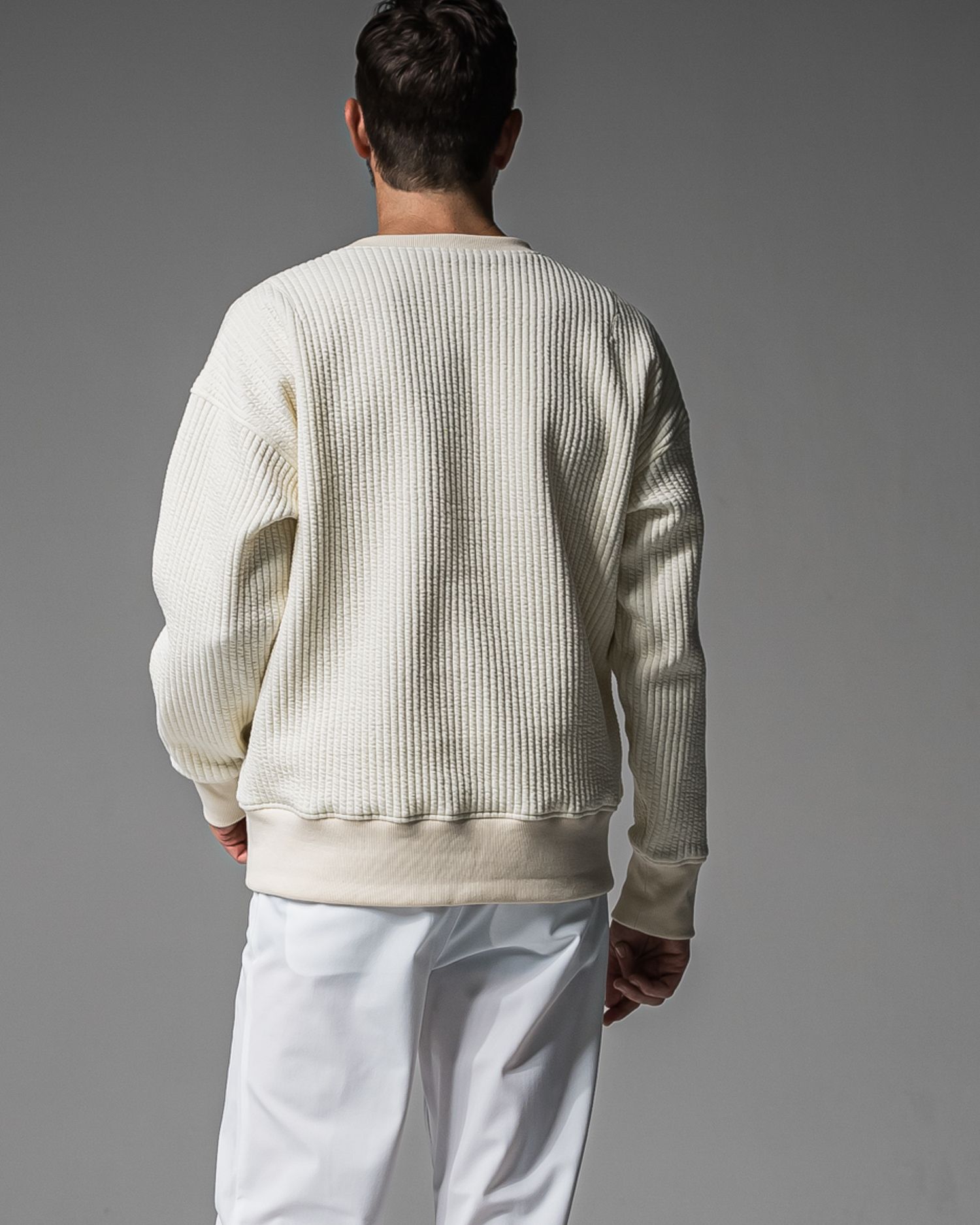 STRIPE QUILTING DROP TRAINER / RC37-C-003 / ストライプキルティングトレーナー / オフホワイト (9月下旬入荷予定)