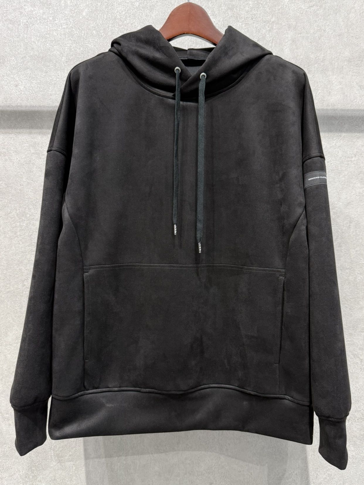 SUEDE LOOSE HOODIE / RC38-C-006 / スエードパーカー / ブラック